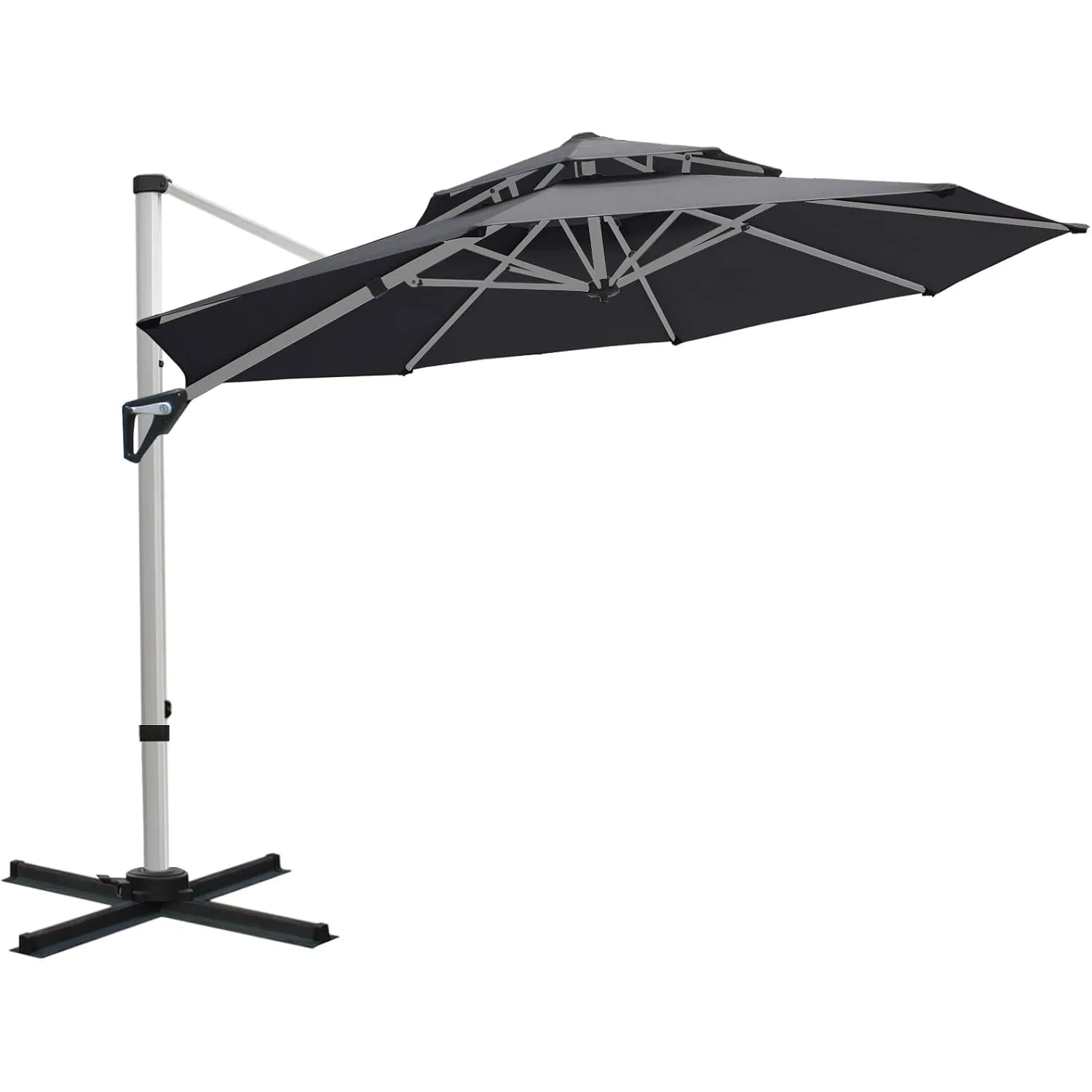 RANSENERS Ampelschirm 300 cm mit Doppelter Baldachin | Drehbar 360°, Neigbar 0°-90°, Aluminium Rahmen, Extra-Dicker Gew…