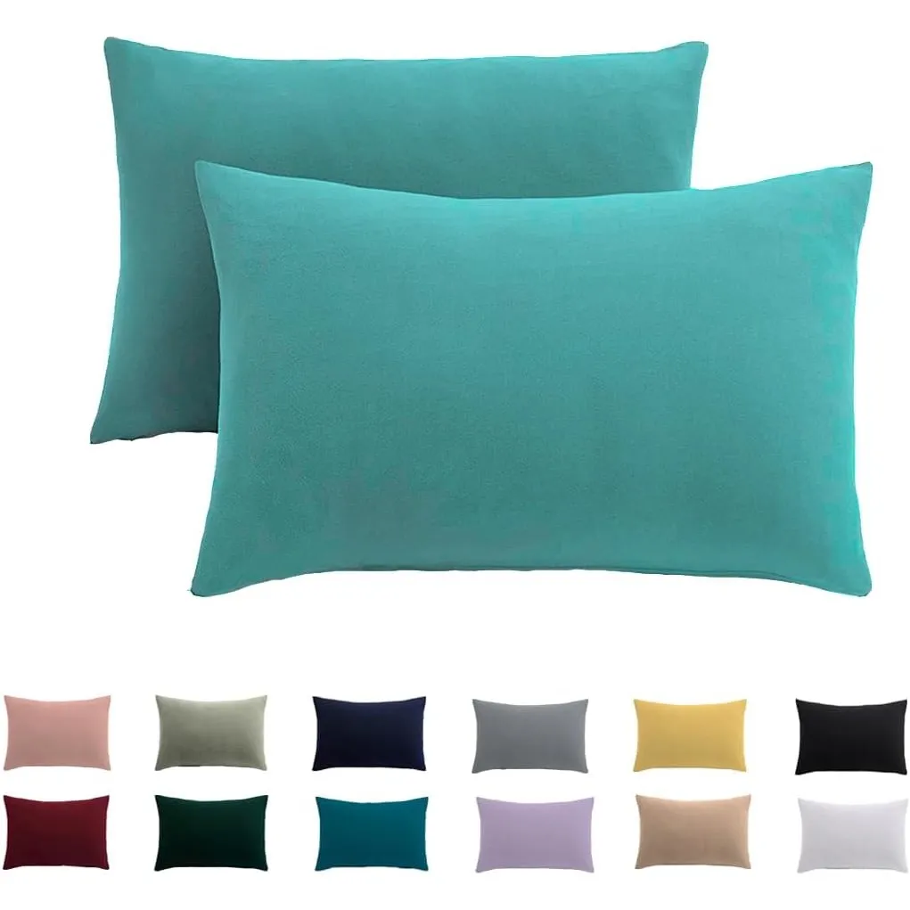 Kissenbezug 70x90 2er Set - Kopfkissenbezug 70 x 90 cm Türkis Für Kissen 100% Mikrofaser Kissenhülle Bügelfrei & Knitte…