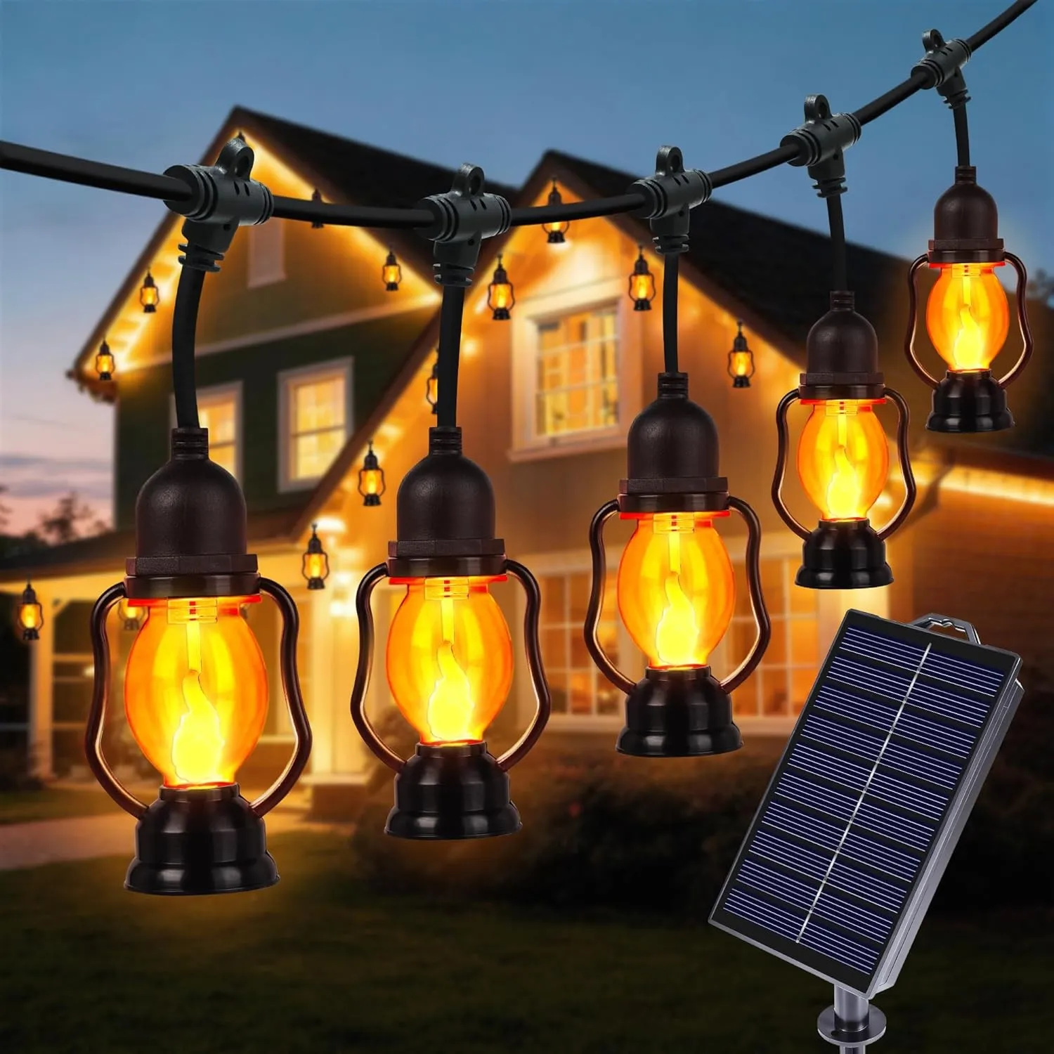 Geemoo Solar Lichterkette Aussen, 6.5M 10 Glühbirnen Retro Lichterkette Außen Solar, Solarlichterkette Außen Wetterfest…