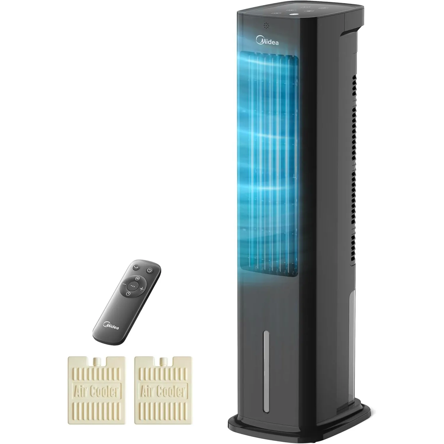 Midea AC100-20ARB(BK) Turmventilator mit Wasserkühlung – 4-in-1 mobiler Luftkühler, Ventilator, Luftbefeuchter & Reinig…