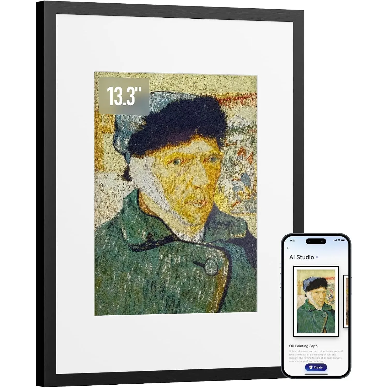 SwitchBot KI Art Frame 13.3'', Kabellos Digitaler Bilderrahmen, Elektronisch-Ink-Bilderrahmen, Extrem Lange Akkulaufzei…