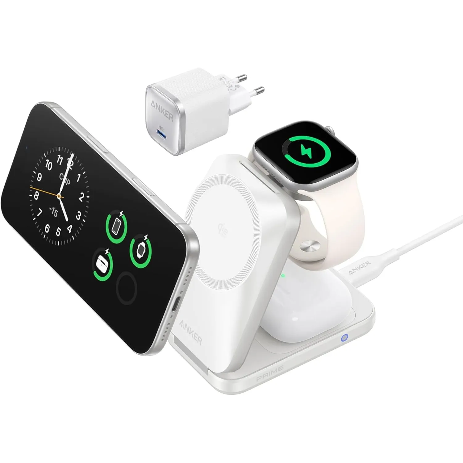 Anker Prime 3-in-1 Ladestation,Qi2.2 25W, AirCool kabelloses Ladegerät