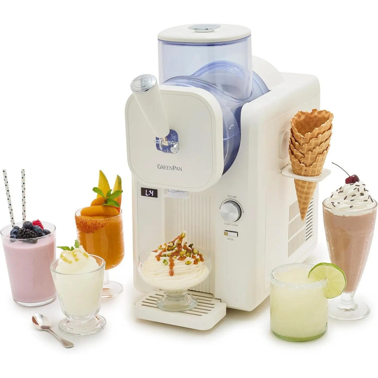 GreenPan Frost Eismaschine & Slushie-Maschine 15-in-1, 6 Modi, Weiß