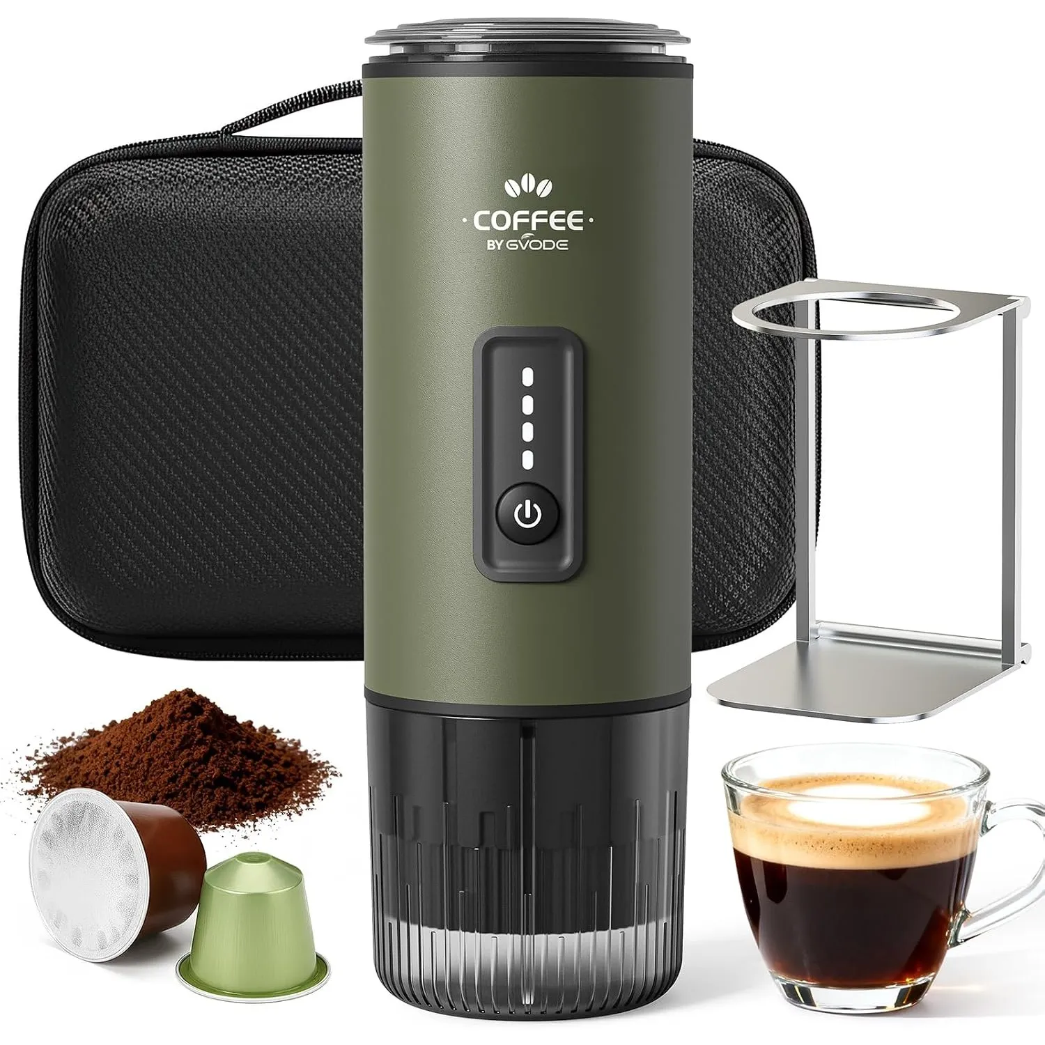 GVODE Tragbare Kaffeemaschine mit Akku, 3-in-1 Mobile Espressomaschine