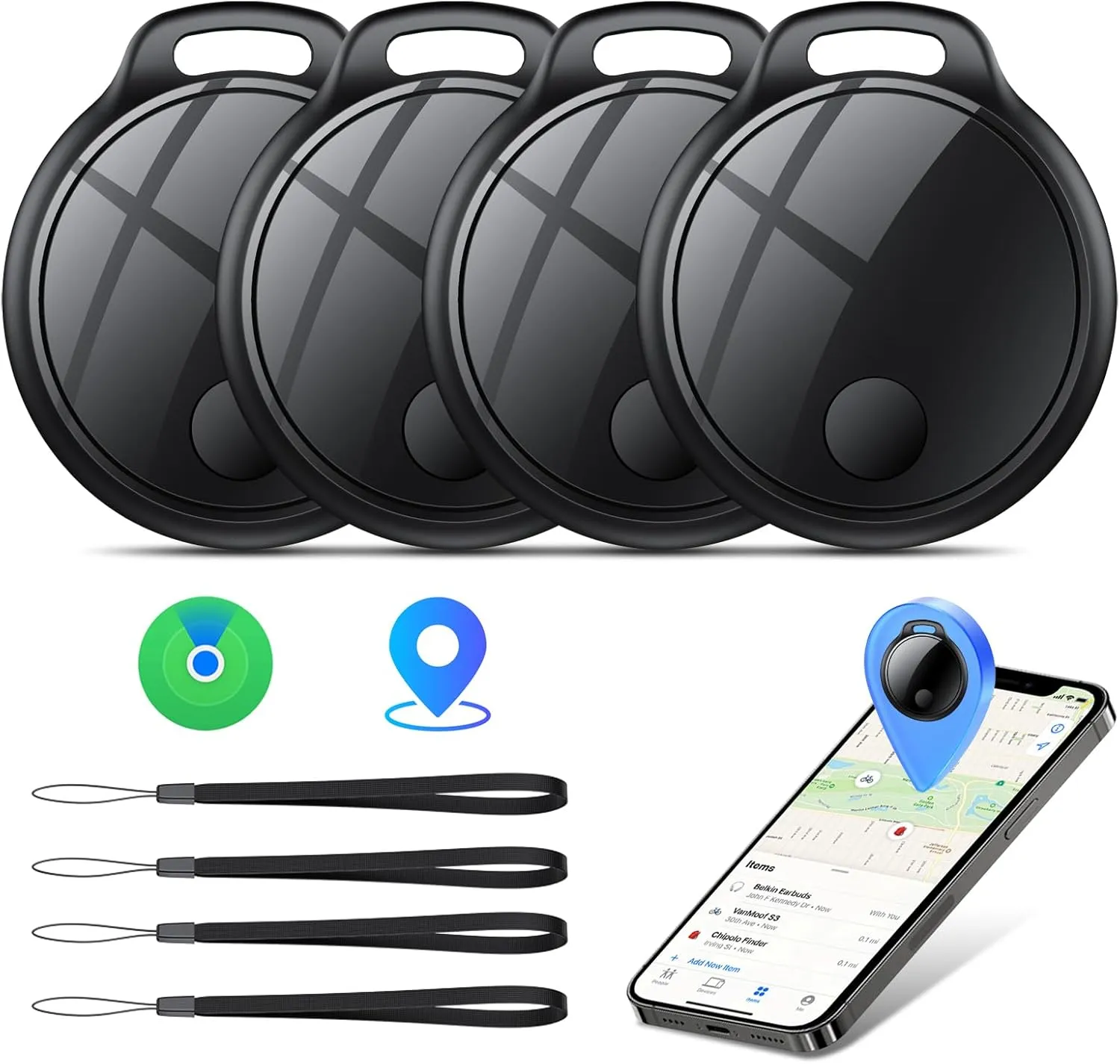 Smart Tracker Tag 4er Pack, Schlüssel Finder Kompatibel mit Apple Find My APP (nur iOS), IP68 wasserdicht, Austauschbar…