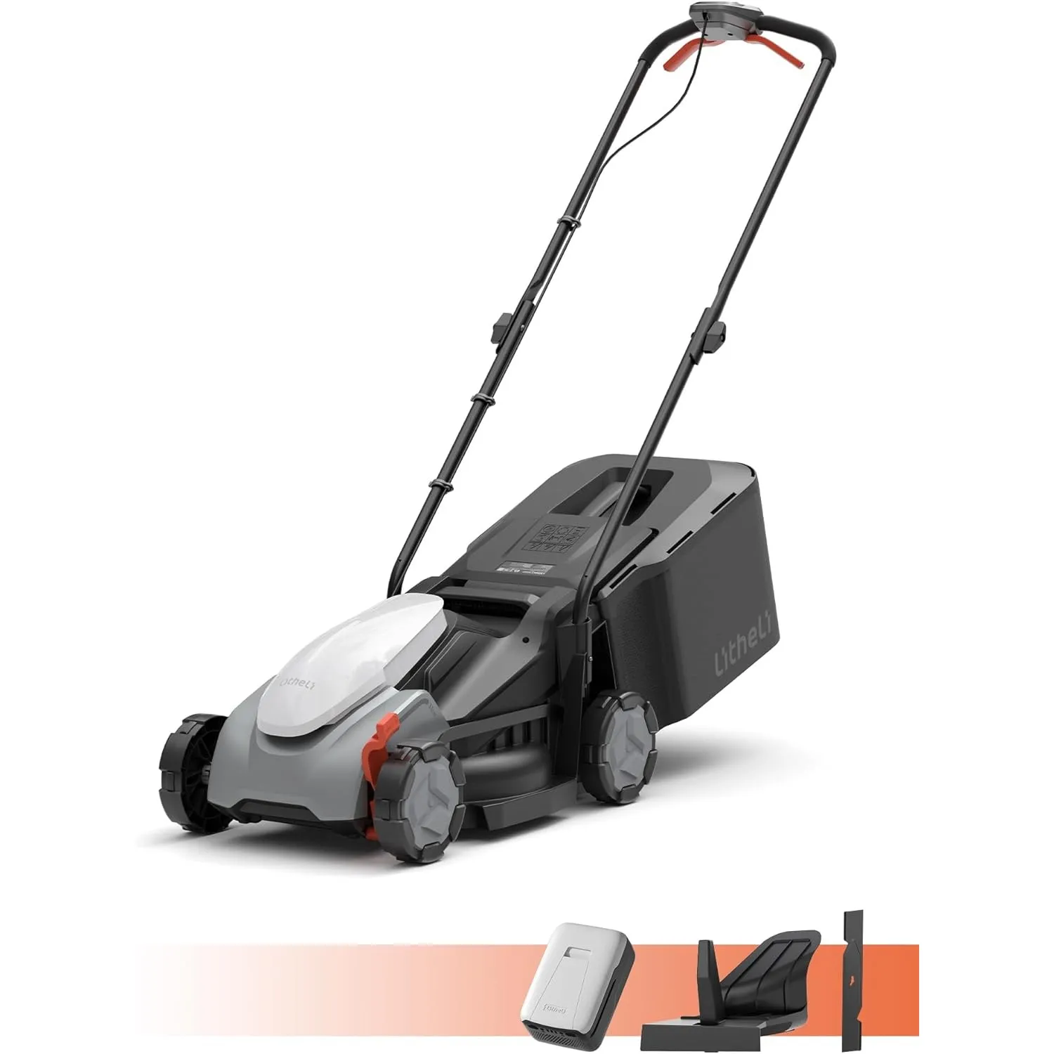 Litheli Akku Rasenmäher mit Akku 5,0Ah, 33cm Schnittbreite, Rasenmäher Elektro Brushless, 25–65 mm, 35L Fangkorb, bis 3…