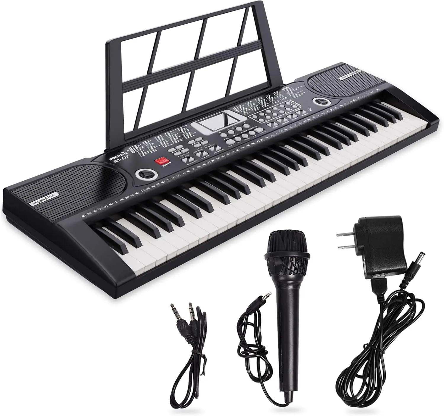 Digital Piano Klavier 61 Tasten & Noten Notenständer-Tragbares Elektronisches Keyboard-Musikinstrument mit Lautsprecher…