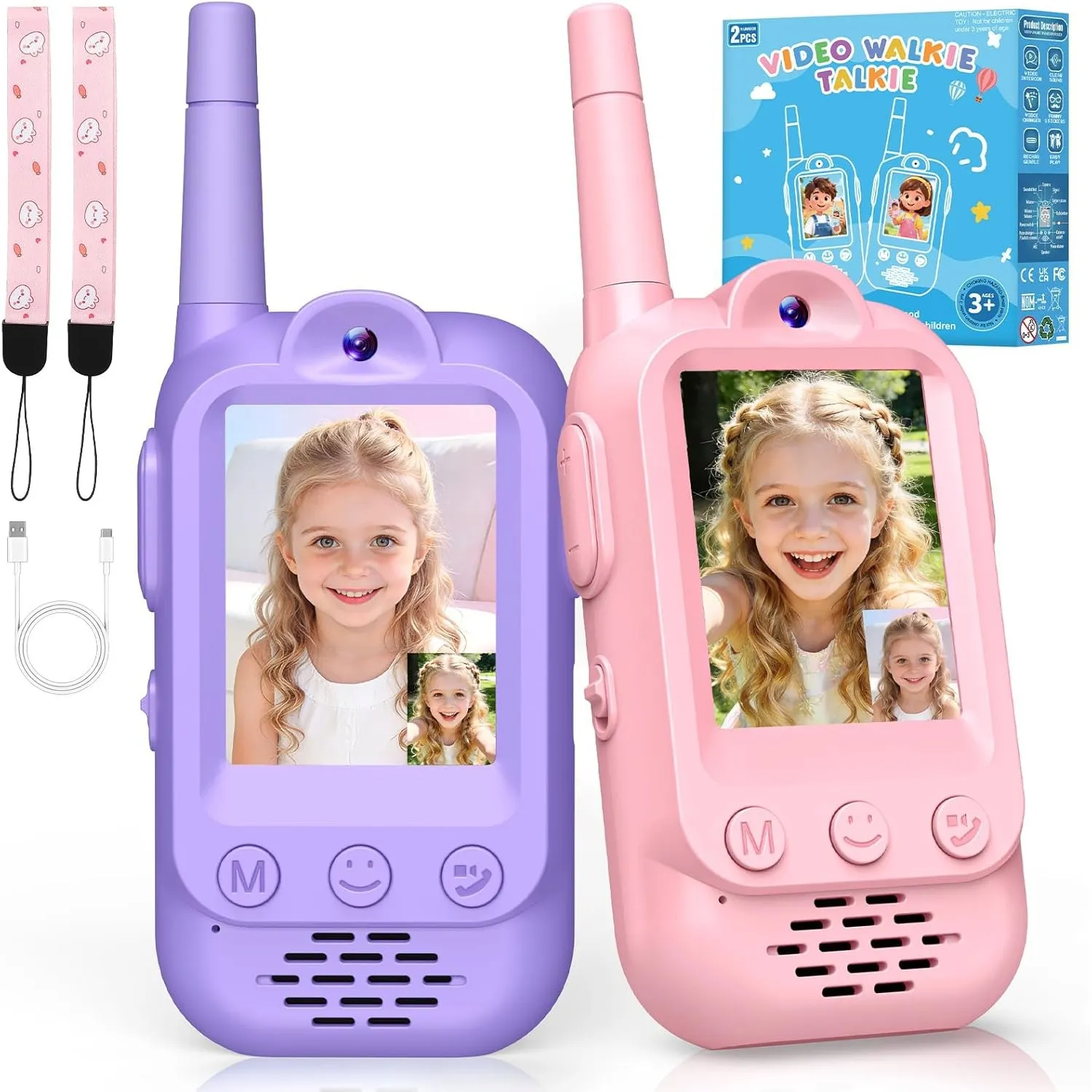 Walkie Talkie Kinder mit Video Spielzeug Geschenk Mädchen 3 4 5 6 7 8 Jahre