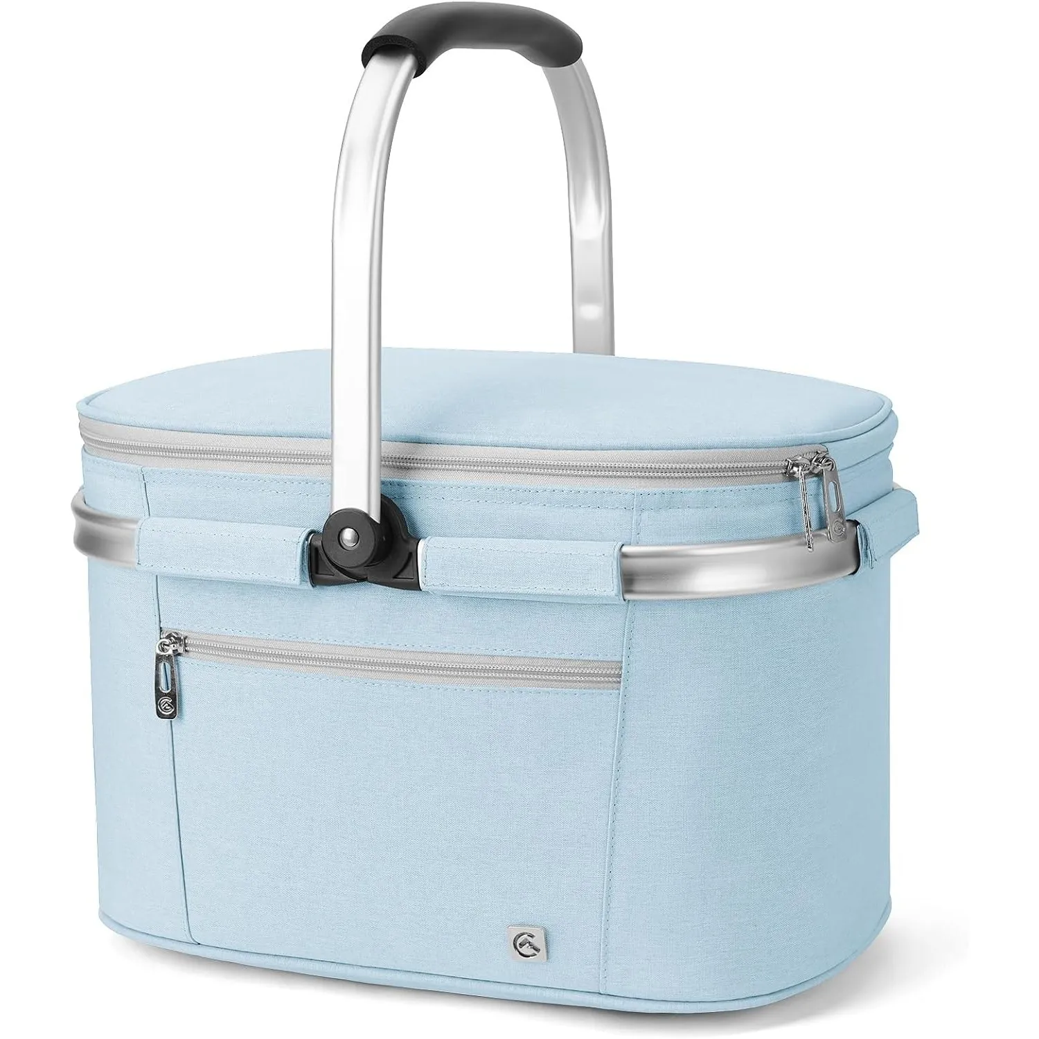 ALLCAMP Faltbar Isoliert Kühltasche - Einkaufskorb Thermo Mit Deckel, Abnehmbarer Picknickkorb 2 Personen, Aluminiumrah…