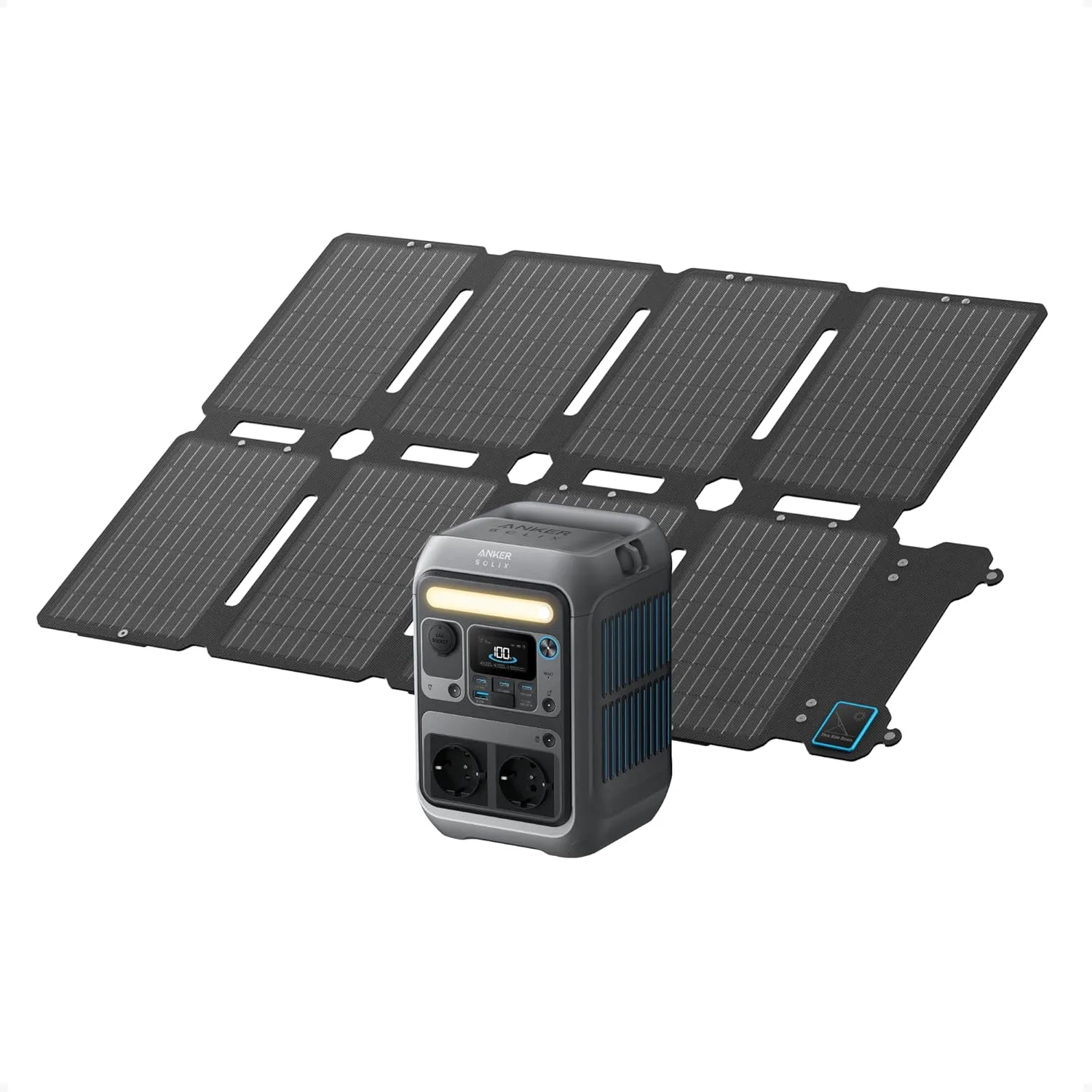 Anker Solix C300 Portable Power Station + 100 W Solar Panel, 288 Wh LiFePO4 Battery, 300 W (Max 600 W) Solar Generator …
