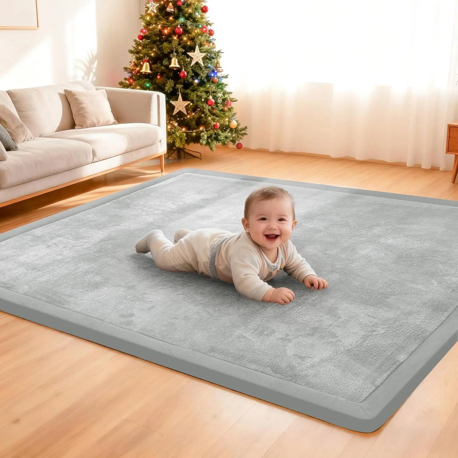ACOMOPACK Baby Krabbelmatte 200x300x3.5cm Große Spielmatte mit Schaumfüllung Rutschfester Unterseite Weicher Teppich fü…
