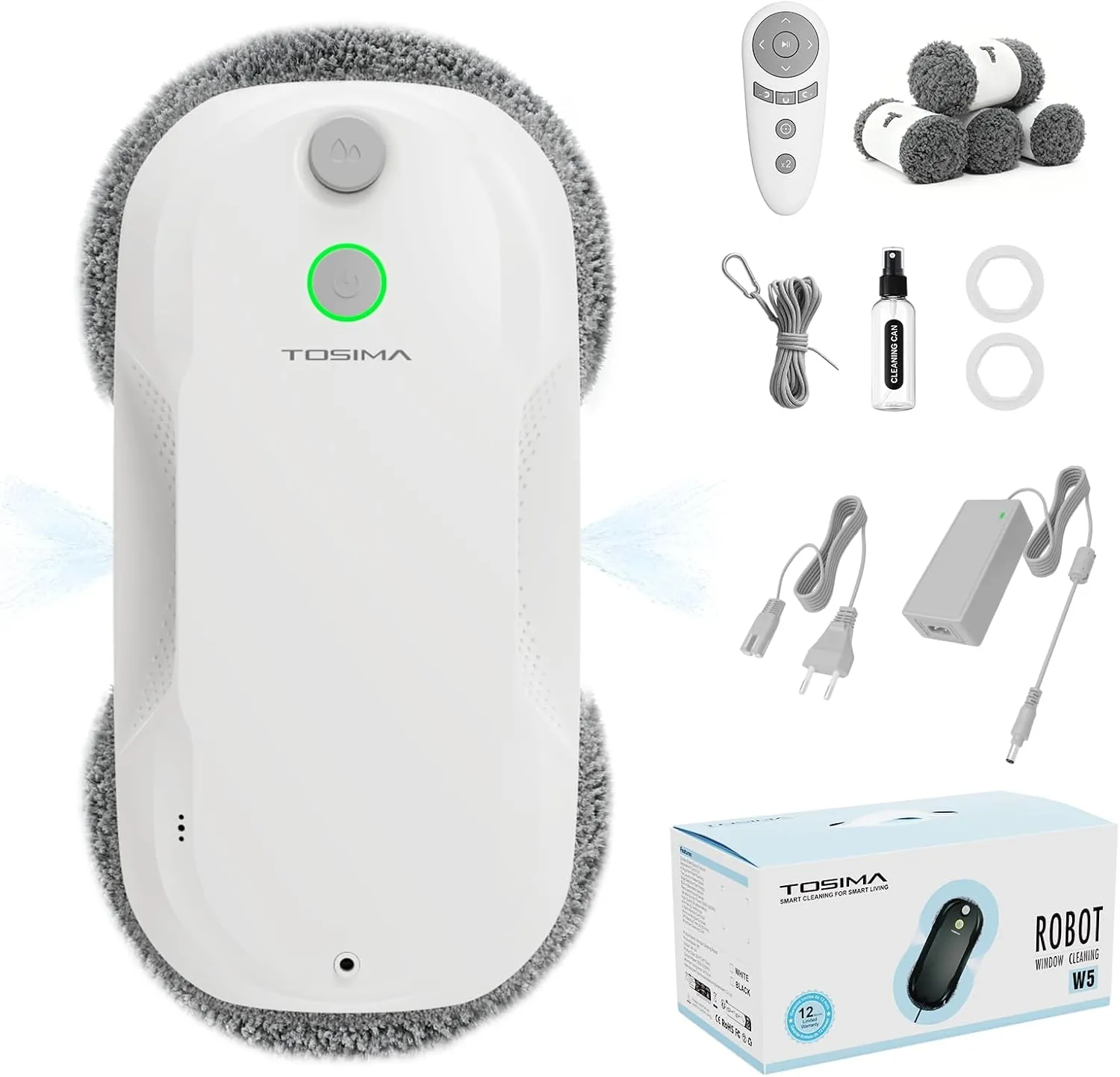 Tosima W5 Window Cleaning Robot with Bi-Directional Ultrasonic Mist Spray Function, 6400Pa Adaptive Suction Power and I…