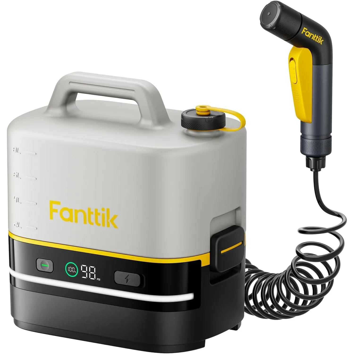 Fanttik NB10 Nano tragbarer Akku-Drucksprüher, 2,1-Gallonen-Tank, 72-98 PSI, HD-LED-Display, 4000mAh, mit Campingleucht…