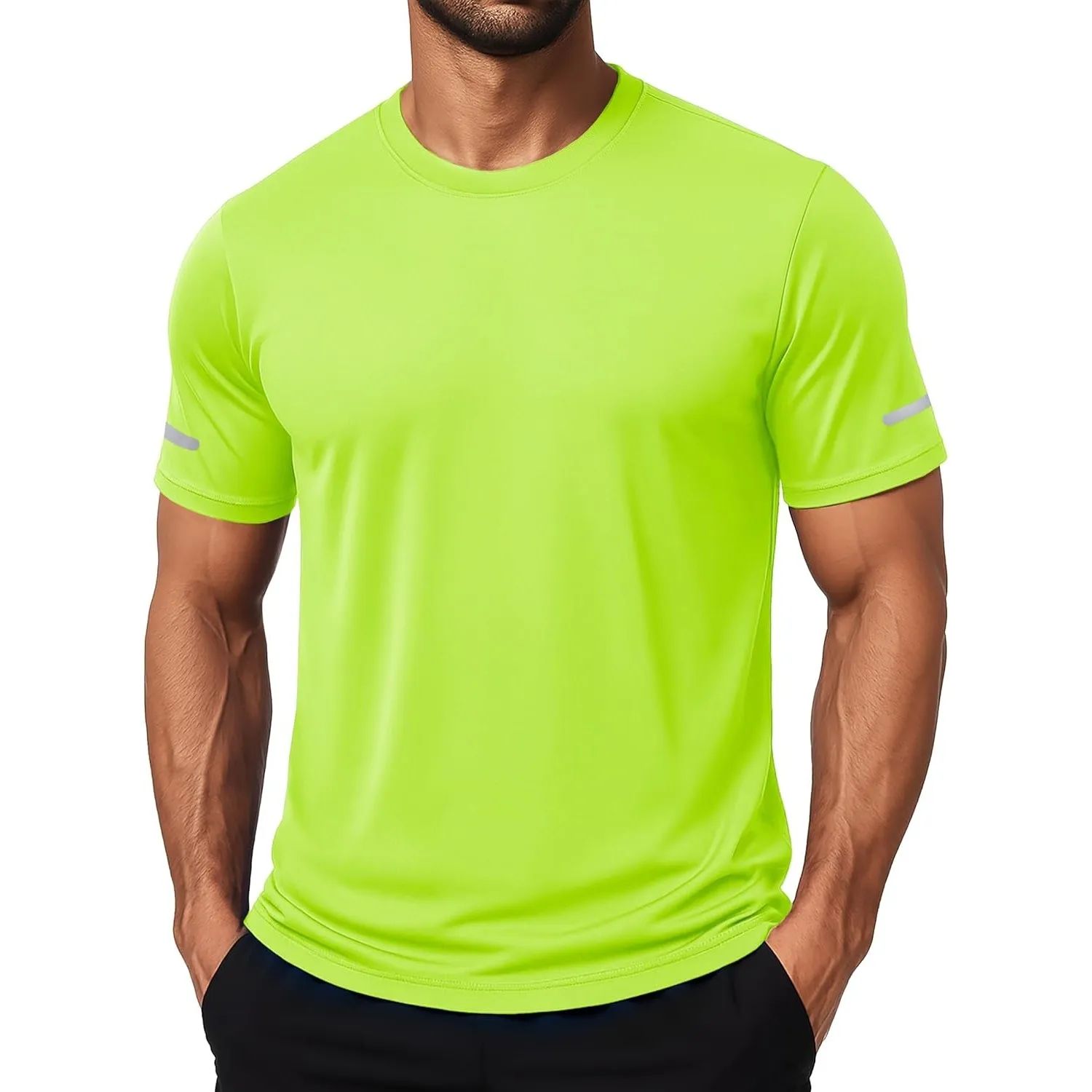 MAGCOMSEN Sport Tshirt Herren UV Tshirt Kurzarm Funktionsshirt UPF 50+ Atmungsaktiv Sommer Sportshirt mit Reflexstreifen
