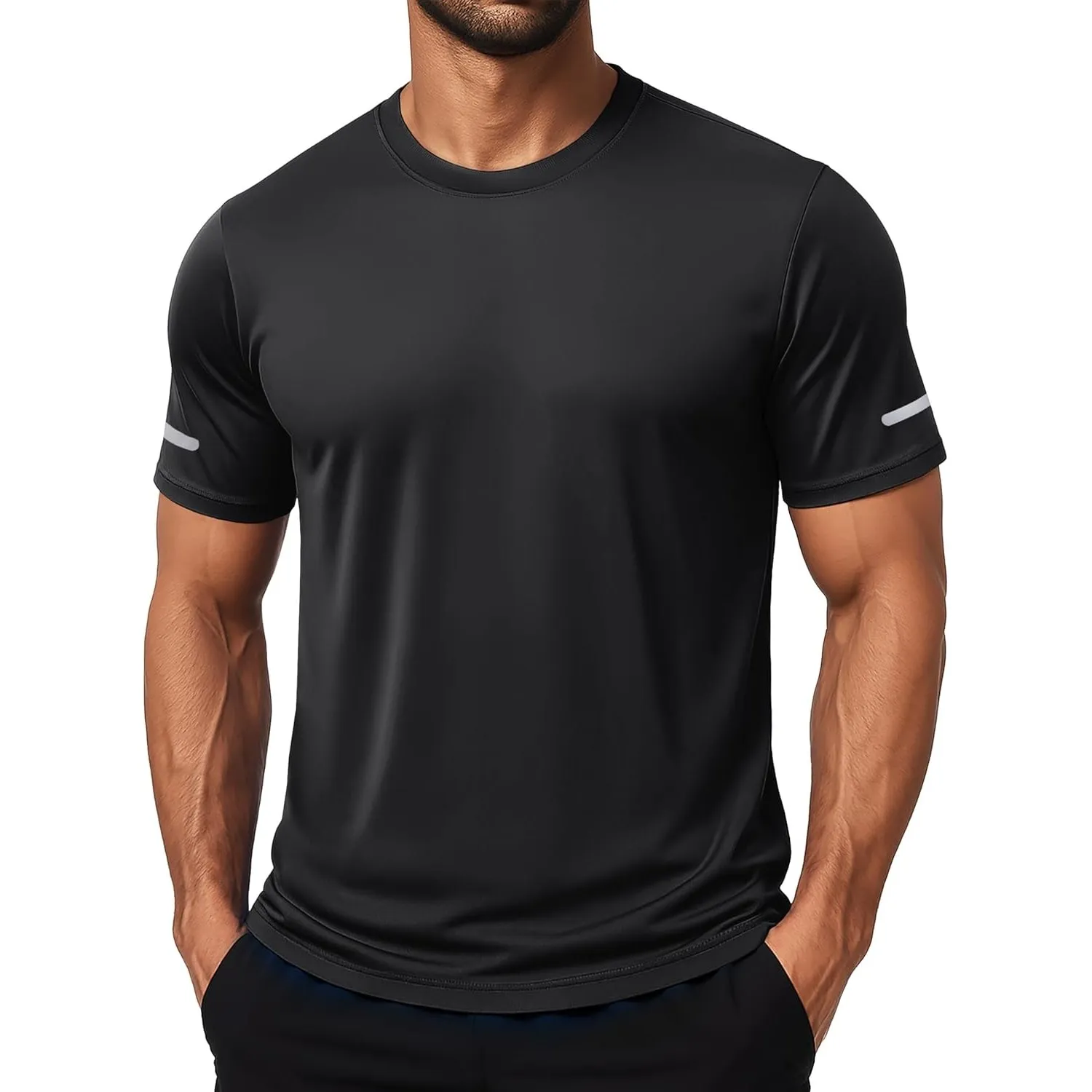 MAGCOMSEN Sport Tshirt Herren UV Tshirt Kurzarm Funktionsshirt UPF 50+ Atmungsaktiv Sommer Sportshirt mit Reflexstreifen