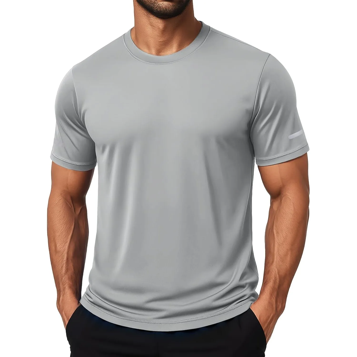 MAGCOMSEN Sport Tshirt Herren UV Tshirt Kurzarm Funktionsshirt UPF 50+ Atmungsaktiv Sommer Sportshirt mit Reflexstreifen
