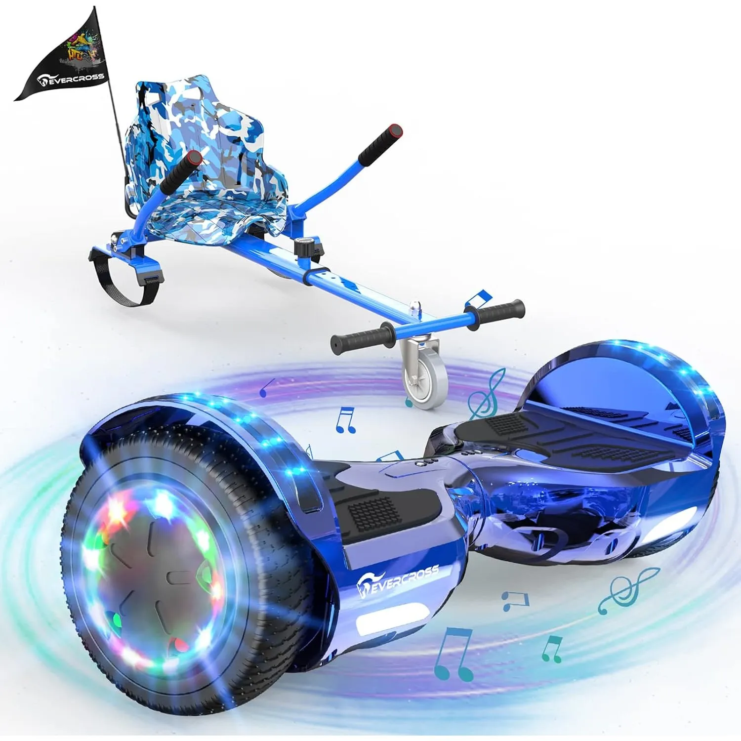 EVERCROSS 6,5″ Hoverboards mit Sitz, 4 Ah Batterie, Bluetooth, LED