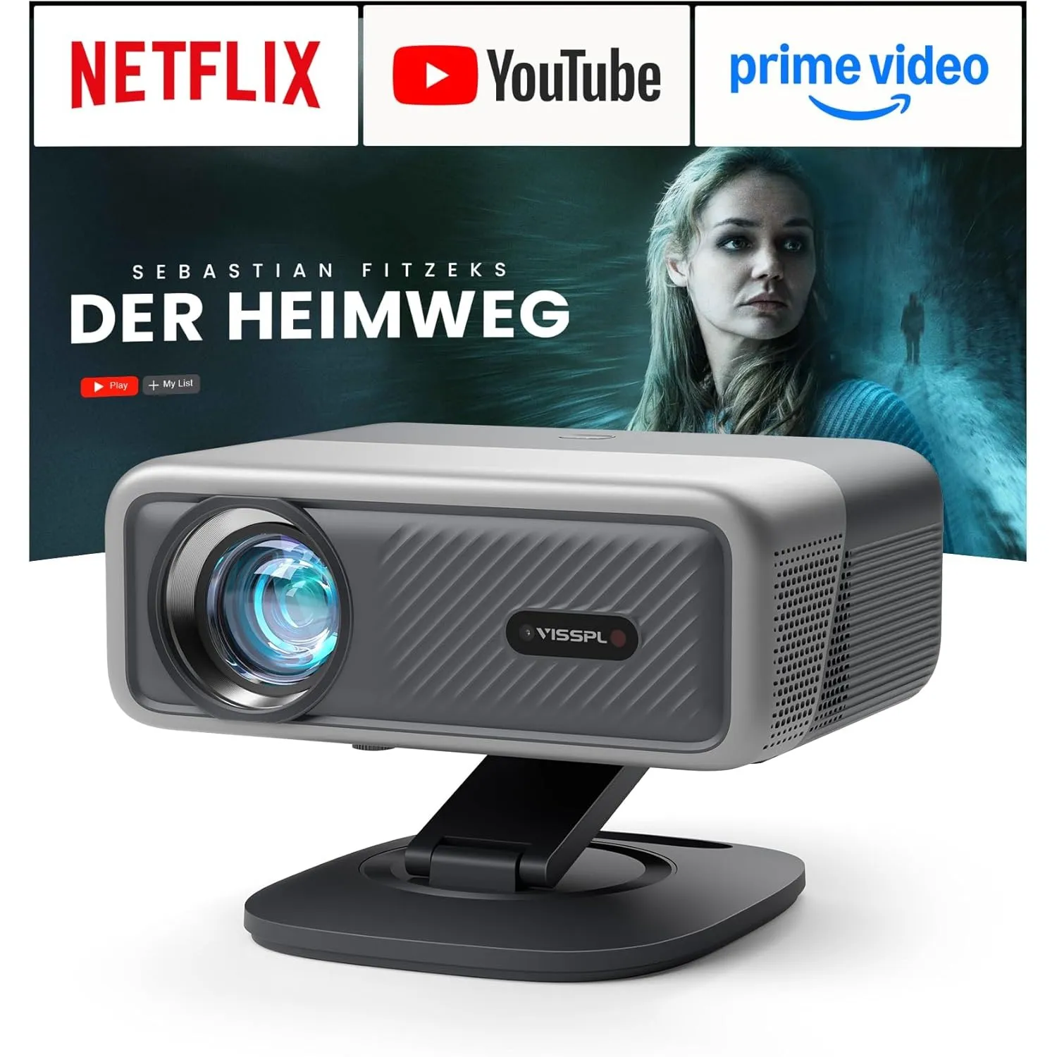 Smart Beamer 4K【Netflix-Fähig & Dolby Audio】VISSPL 3500 ANSI Video Projektor,Autofokus&Trapezkorrektur,1080P Full HD Wi…
