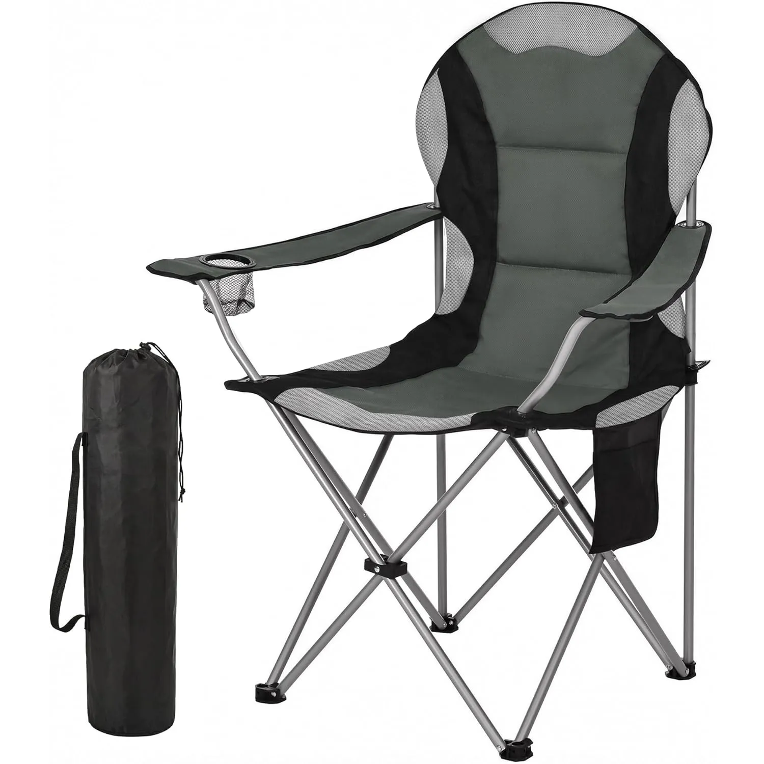 ROPODA Campingstuhl Faltbar, Klappstuhl Camping 150kg mit Hoher Rückenlehne, Armlehnen, Getränkehalter & Seitentasche, …