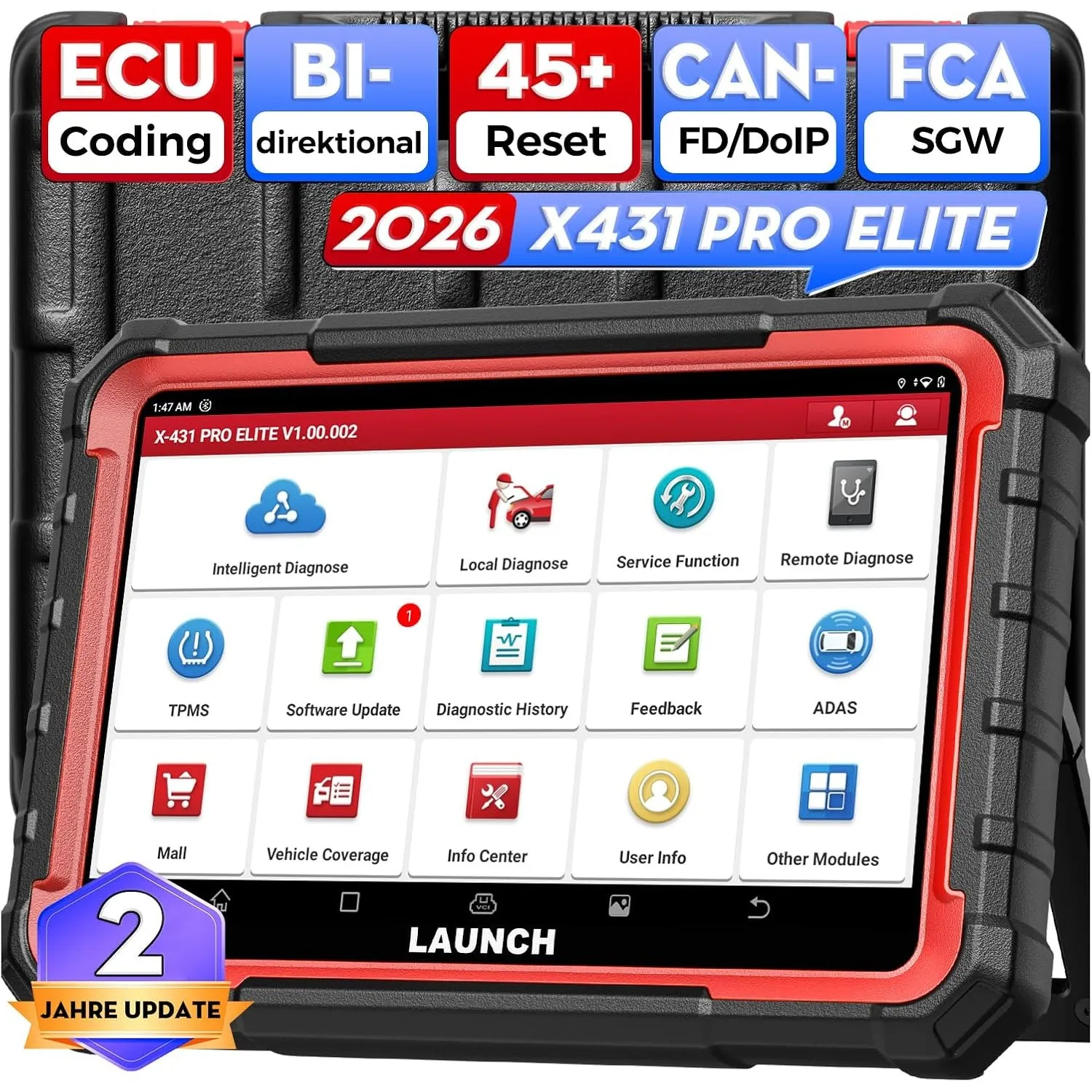 LAUNCH X431 Pro Elite OBD2 Diagnosegerät Auto, ECU Online Codierung