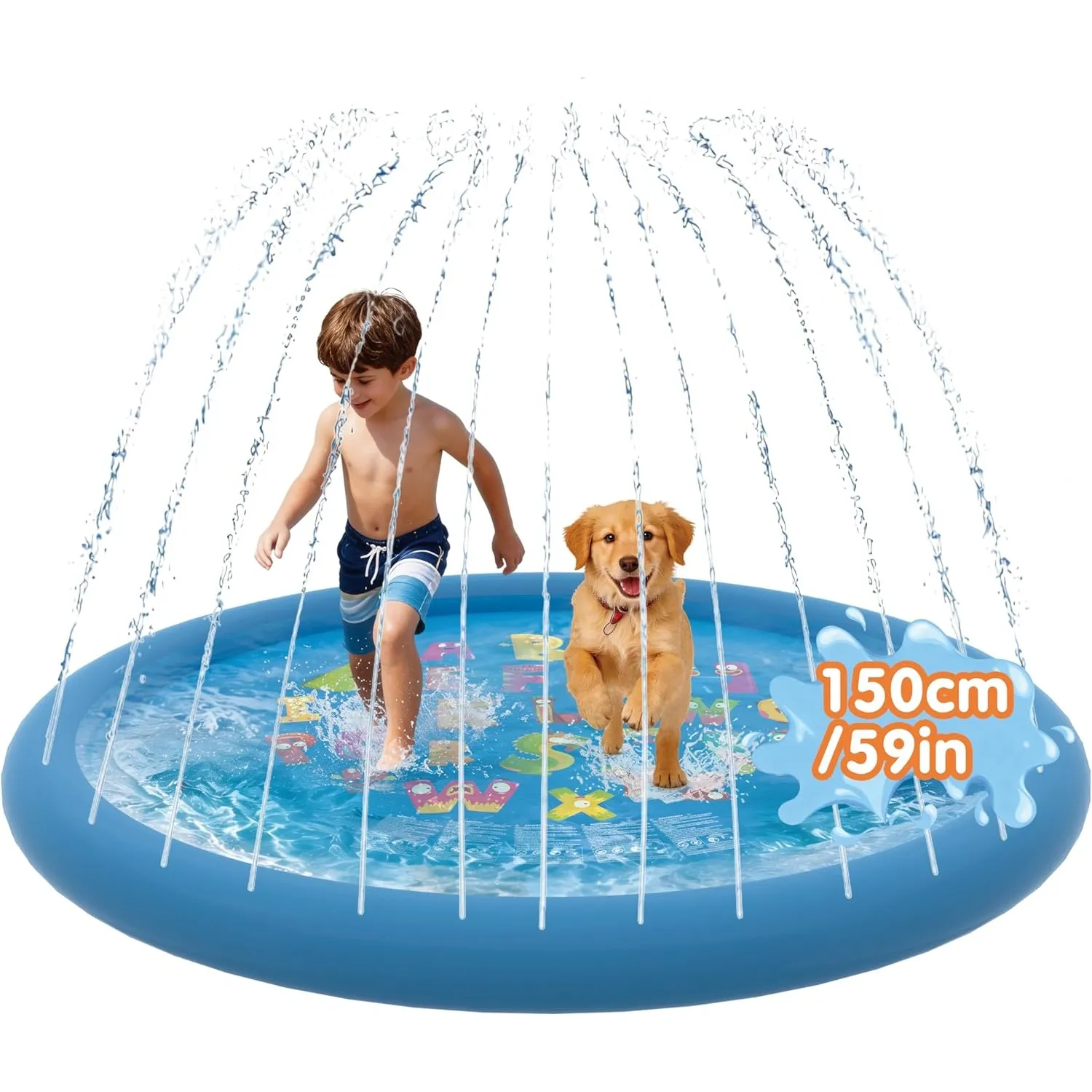 Sprinkler Wasserspielmatte Splash Pad Wasserspielzeug Outdoor Sommer Spritzpad Matte Für Den Garten Draußen(150cm)