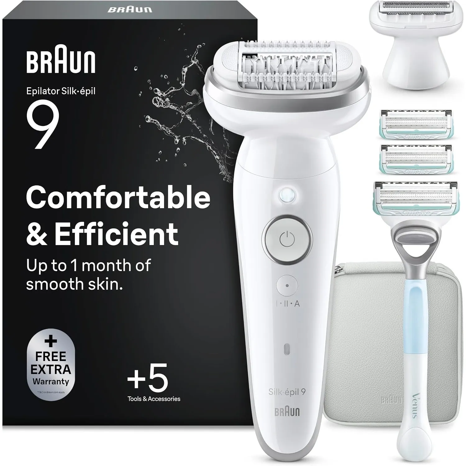 Braun Epilierer Damen Silk-épil 9, Ladyshaver, 9-130, Weiß/Rosa