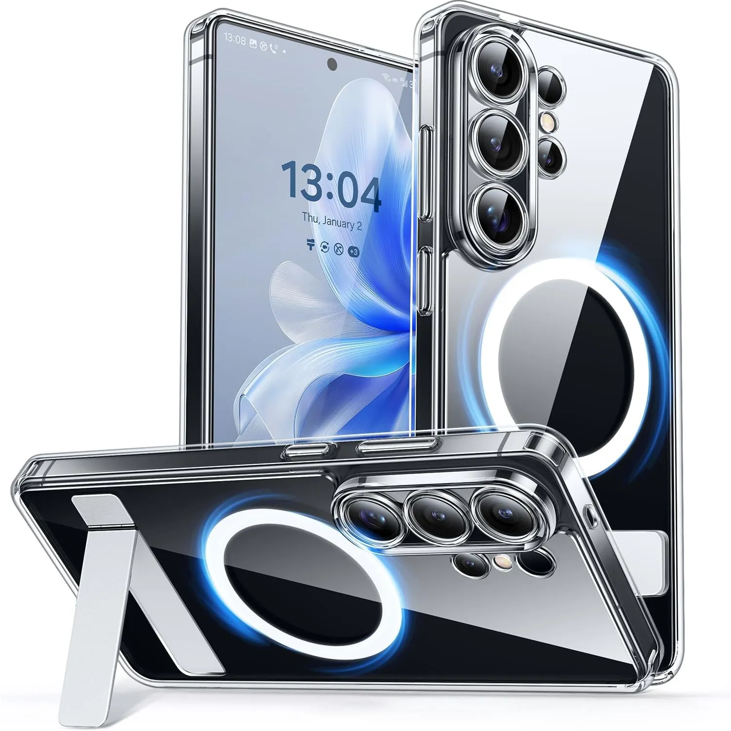 CANSHN für Samsung Galaxy S26 Ultra Hülle mit Ständer - Durchsichtig