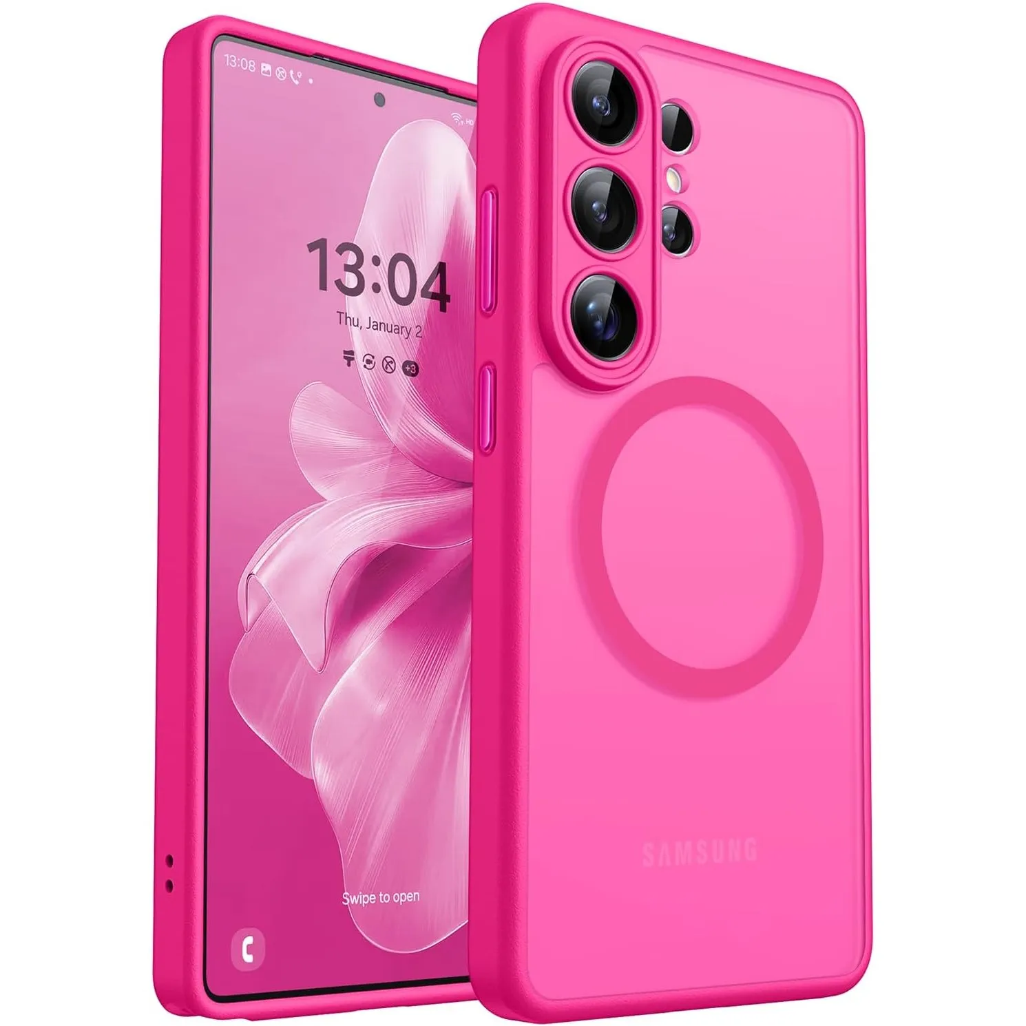 CANSHN für Samsung Galaxy S26 Ultra Hülle mit Kameraschutz, Leuchtend Rosa