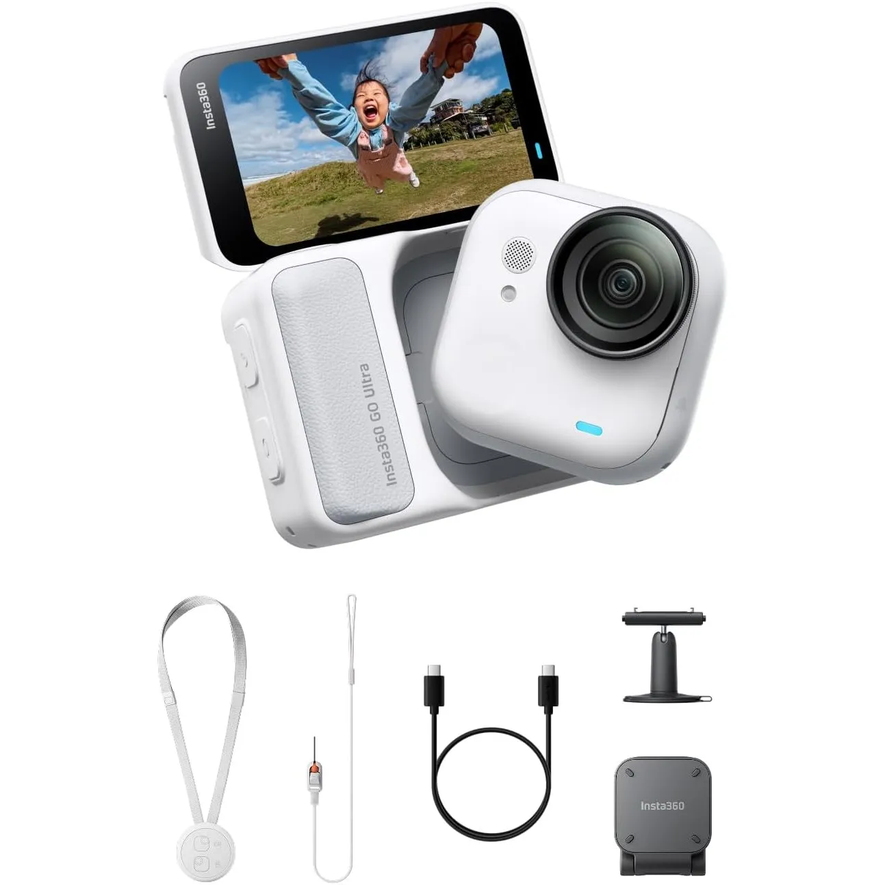 Insta360 GO Ultra Must-Have-Bundle Polarweiß- freihändige 4K Mini-Cam, leicht & mobil, top bei wenig Licht, überall anb…