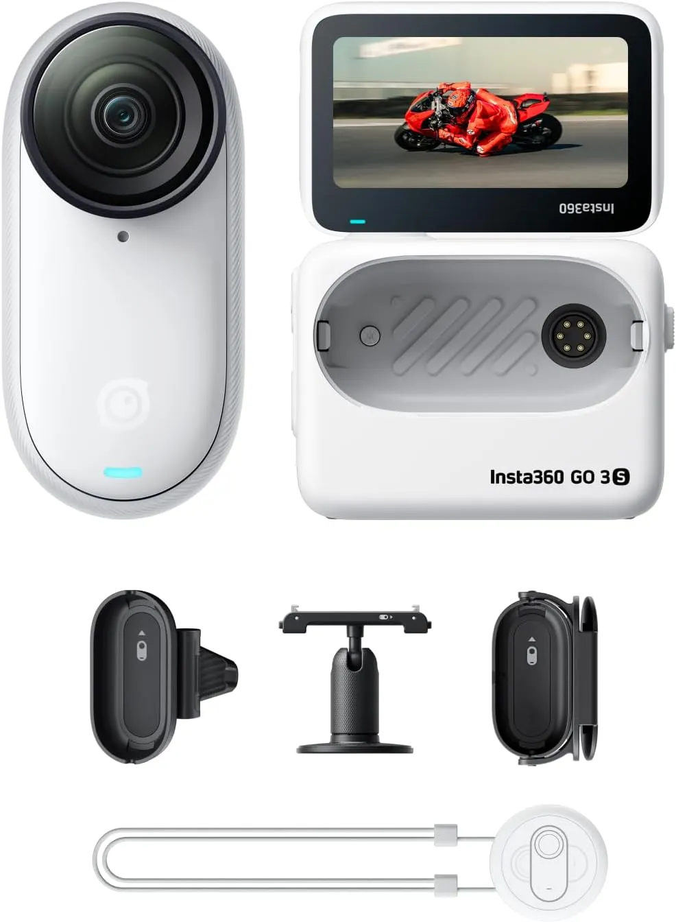 Insta360 GO 3S 128 GB Weiß- Tragbare 4K Mini-Kamera, Freihand-POVs, Überall anbringbar, Stabilisierung, 140 min Akku, 1…