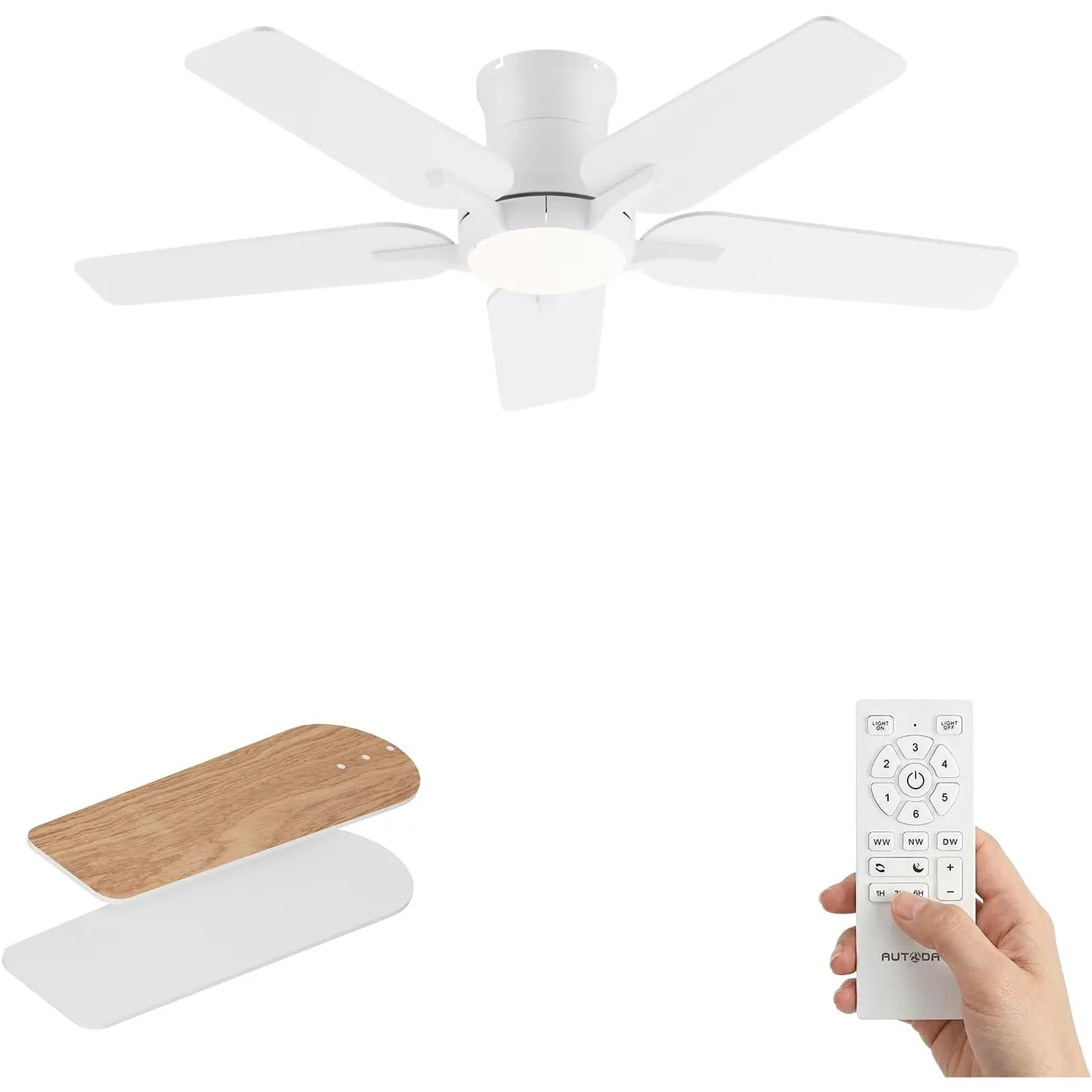Deckenventilator Mit Beleuchtung, 122 Cm Deckenventilator Mit Fernbedienung, Leise DC-Reversible Motor, 3CCT Speicher, …
