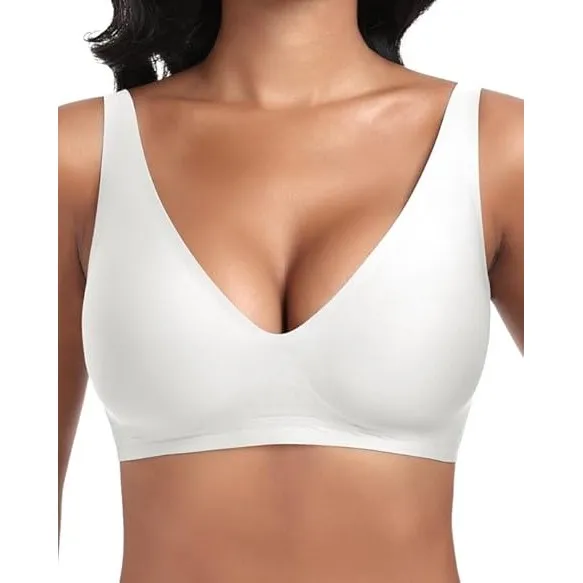 Jiuday Tiefer V Push Up BH Damen ohne Bügel Bequemer Jelly BH für Große Brüste Starker Halt Seamless Soft Bra Bügellose…
