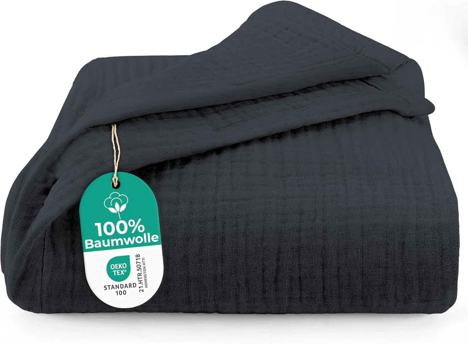 Dreamzie Musselin Tagesdecke 220x240 cm – Baumwolldecke Oeko-Tex Zertifiziert – Atmungsaktive Kuscheldecke – leichte Ku…