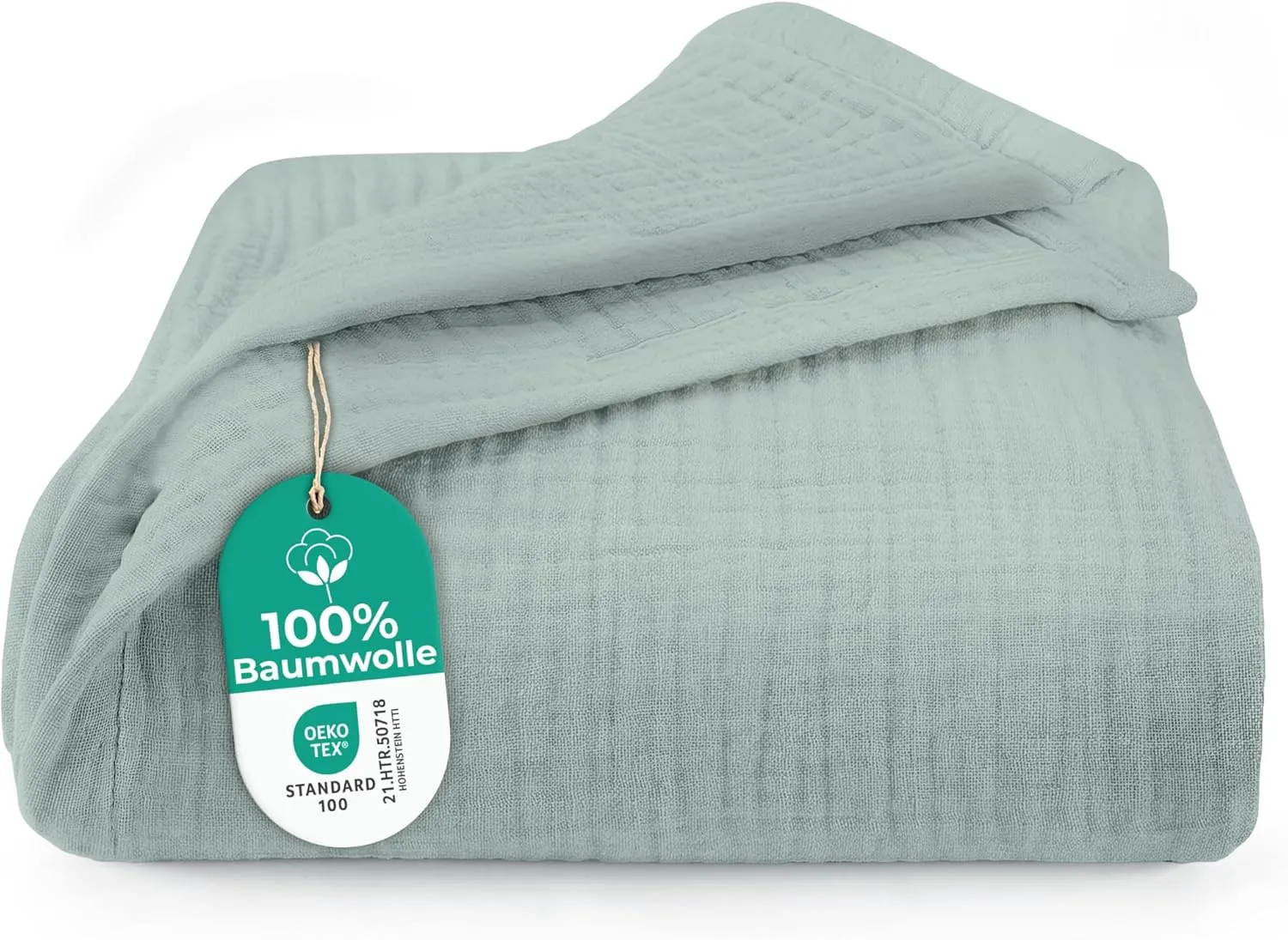 Dreamzie Muslin Bedspread 220 x 240 cm - Cotton Blanket Oeko-Tex Certified - Breathable Cuddly Blanket - Lightweight Co…