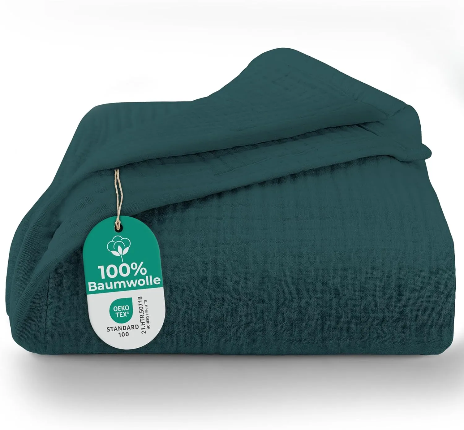 Dreamzie Musselin Tagesdecke 150x200 cm – Baumwolldecke Oeko-Tex Zertifiziert – Atmungsaktive Kuscheldecke – leichte Ku…