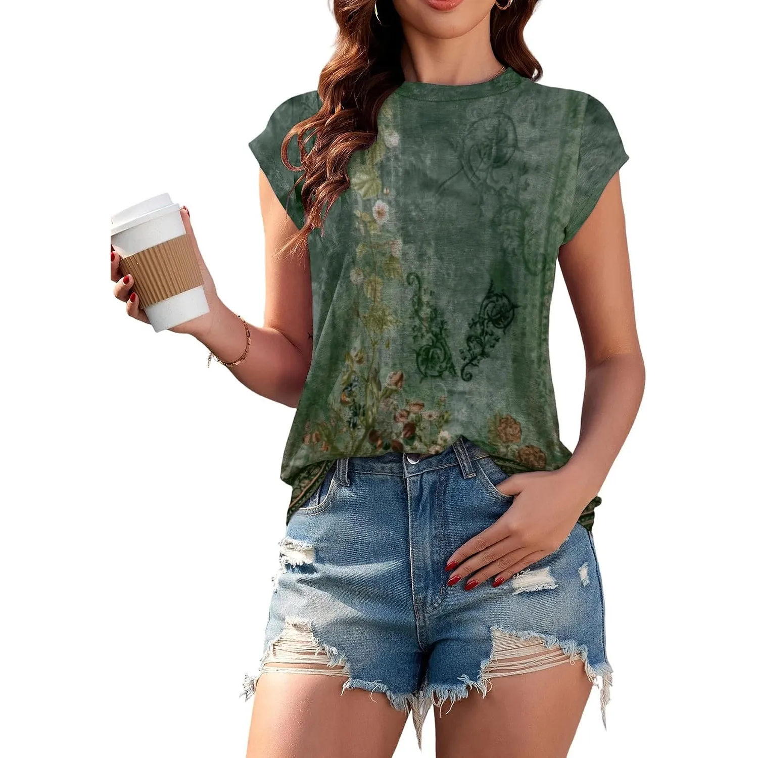 SENBATU Tshirt Damen Tops Sommer Rundhals Oberteile Damen Elegant Basic Bluse Kurzarm Tank Top Business Outfit Casual