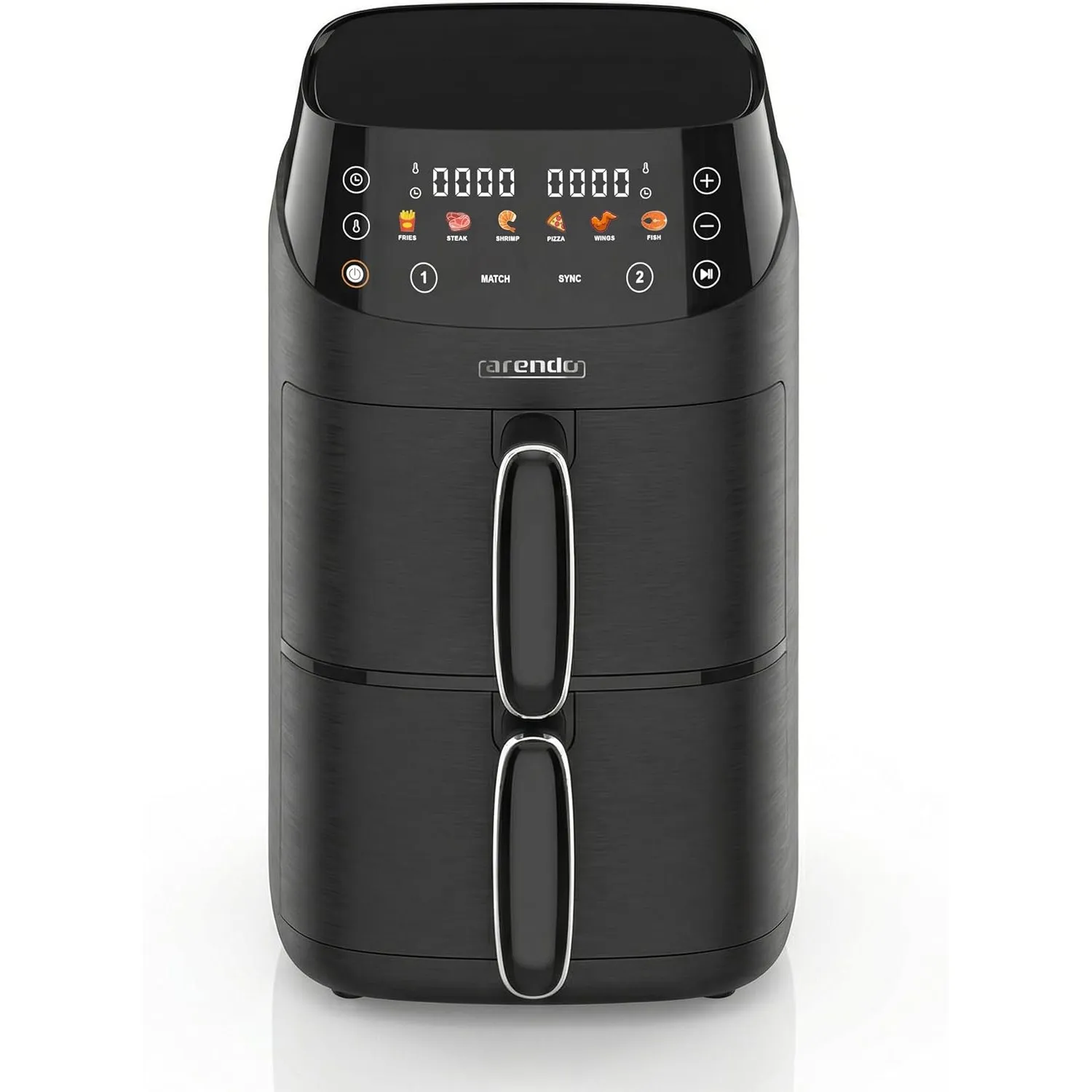 Arendo - Mini Heißluftfritteuse 2 Kammern - 5 Liter Doppelstock – 2000 Watt – 2 Frittierbehälter inkl. Abtropfblech – 6…