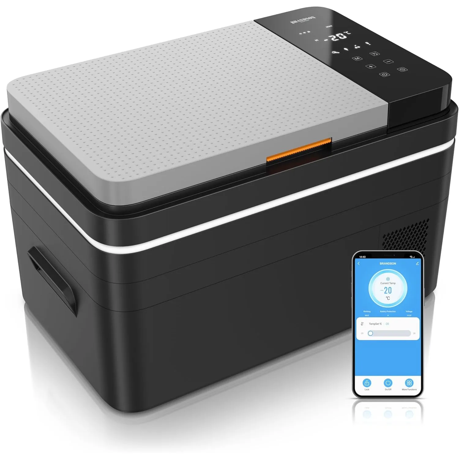 Brandson - Kompressor Kühlbox elektrisch – 30 Liter – App Steuerung Bluetooth Tuya Smart – Autokühlbox - 230 V und 12/2…