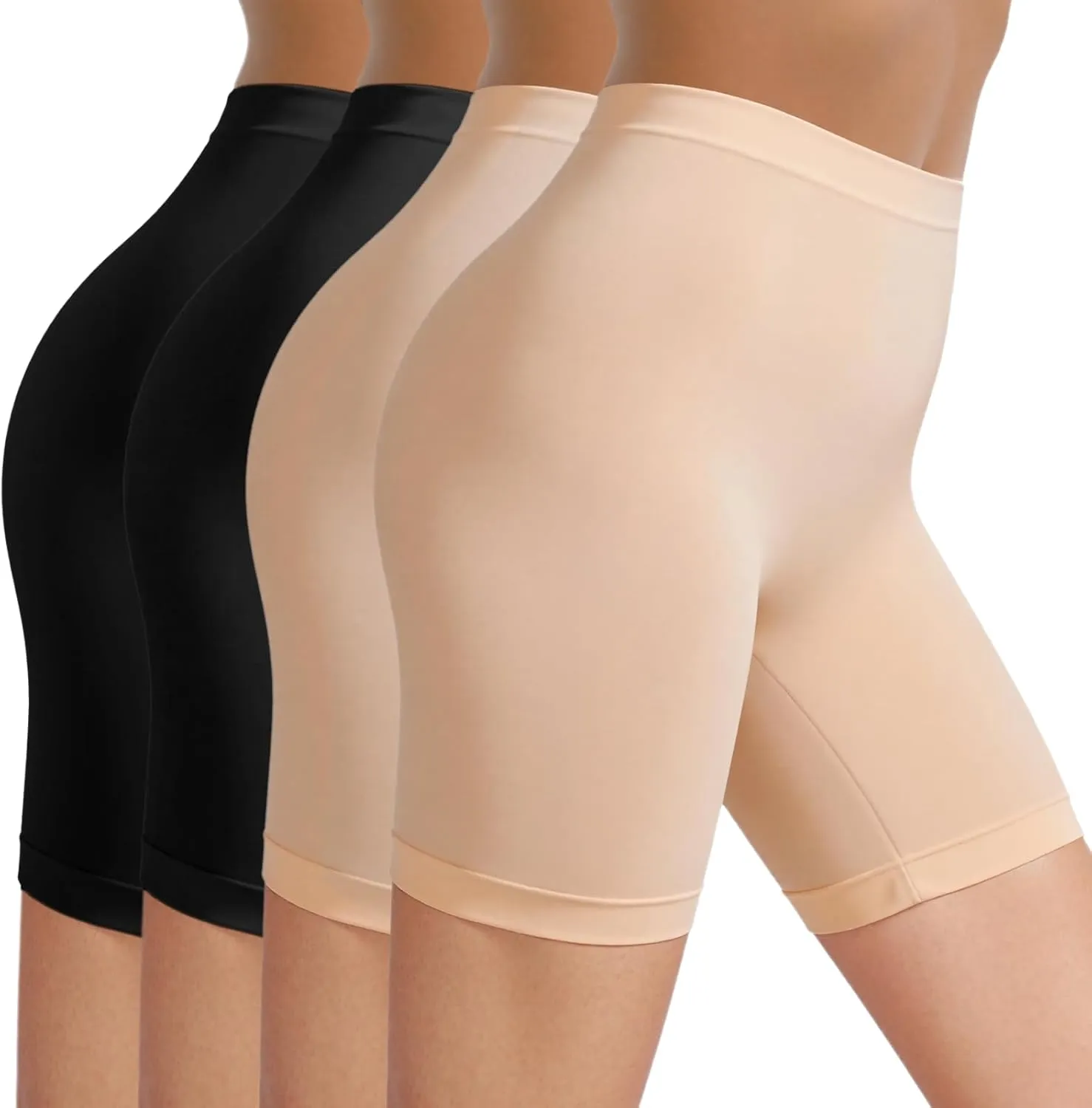 TIICHOO Women's Cycling Shorts Short Under Dress Anti Chafing Summer Leggings Short Pack of 4