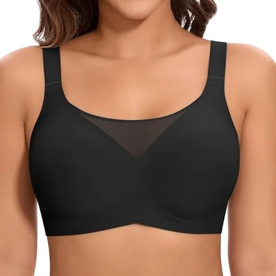 Jiuday BH Damen ohne Bügel Große Brüste Starker Halt Bügelloser Push Up Seitenträger BH Nahtloser Bequem Klassische Sof…