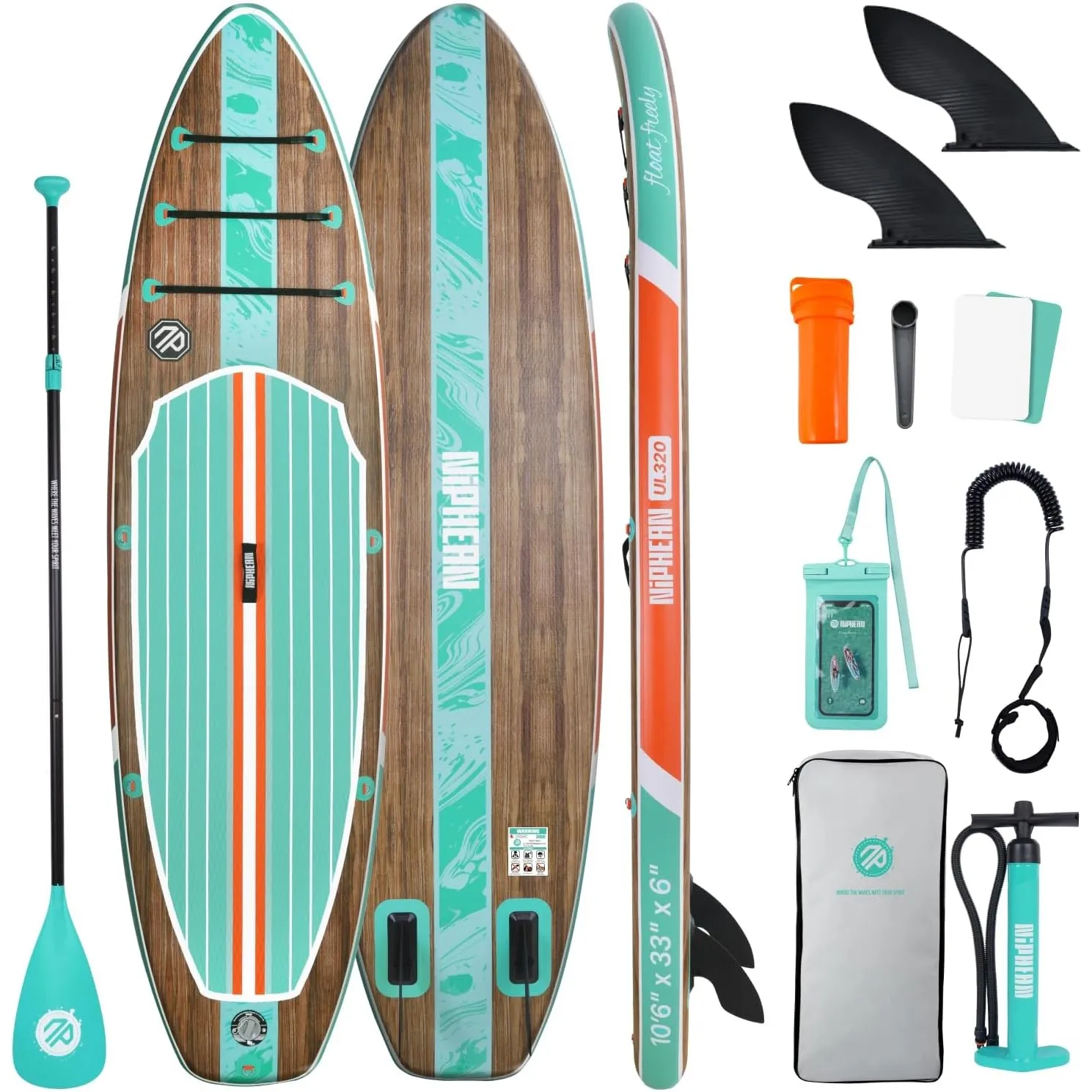 Niphean 320cm Stand Up Paddling Board, Ultraleicht SUP Board mit SUP Zubehör, Rutschfestem Deck, Tragbares Lite Paddle …