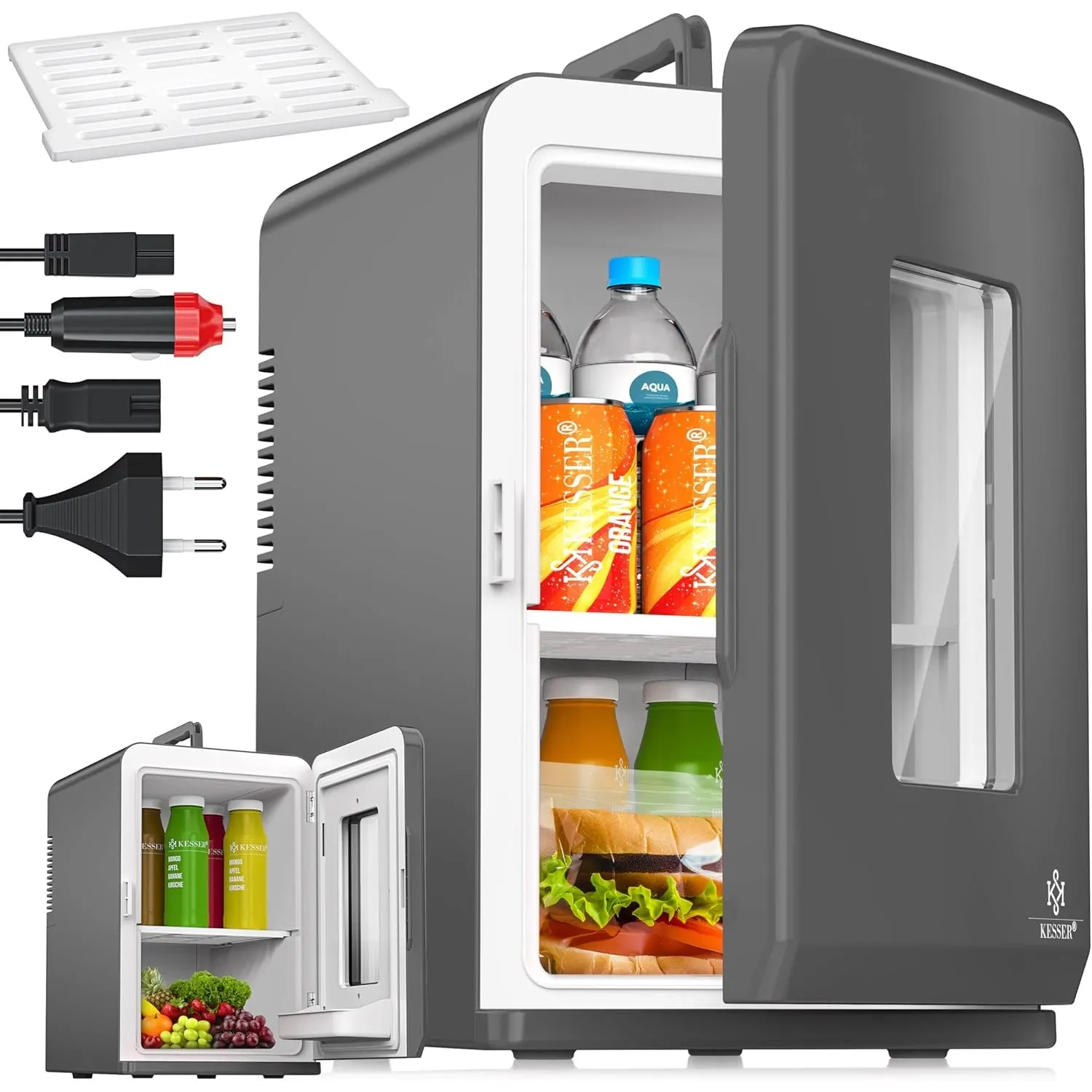 KESSER® 2in1 Mini Kühlschrank Kühlbox 15 Liter Kühl & Heizfunktion Tragbarer AC DC 220-240V/12V Steckdose und Zigarette…