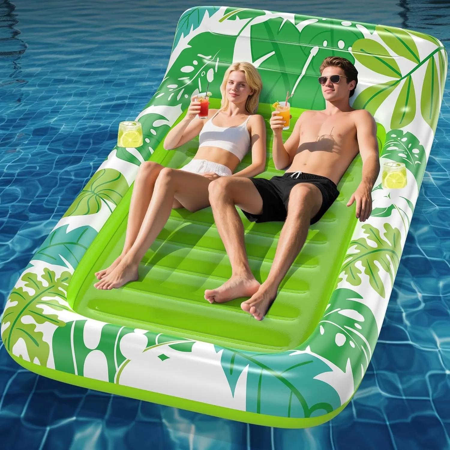 CACSPS Aufblasbarer Bräunungspool Lounger Float Mit Getränkehalter