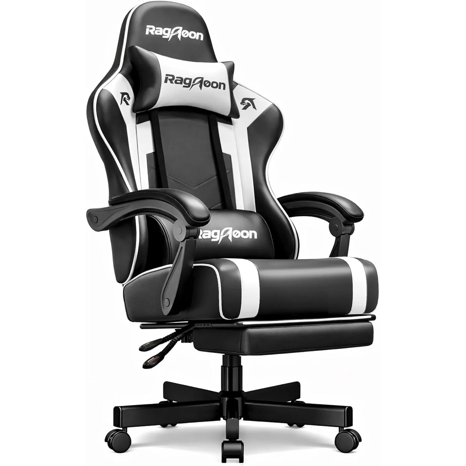 Gaming Stuhl Chair Gamer Sessel - Ergonomischer Gamer Stuhl mit Fußstütze Kopfstütze und Lordosenstütz Höhenverstellbar…
