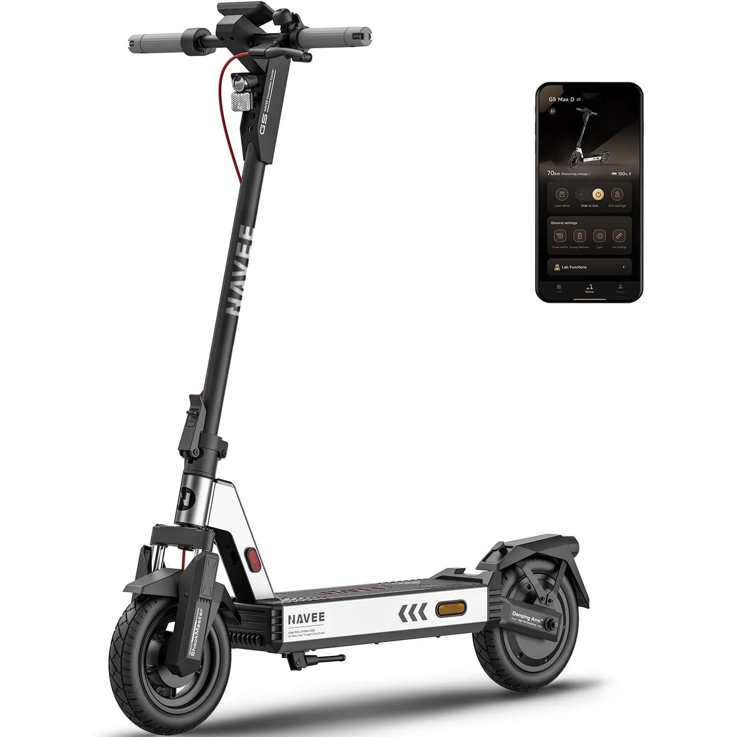 NAVEE G5 MAX E-Scooter mit Straßenzulassung - 70 km reichweite, 20 km/h, 120 kg tragkraft, 24° Steigung, ipx5 wasserdic…