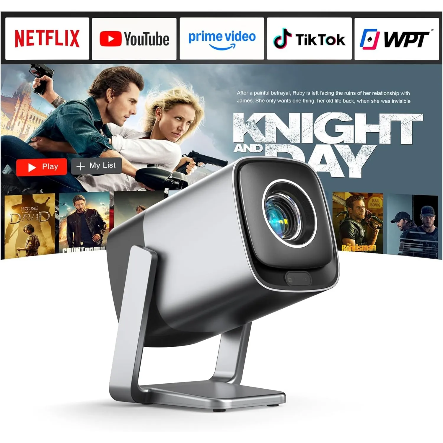Smart Mini Beamer 4K kompatibel mit Netflix & Dolby Audio, XuanPad 28000 Lumen Beamer mit TOF Autofokus & Trapezkorrekt…