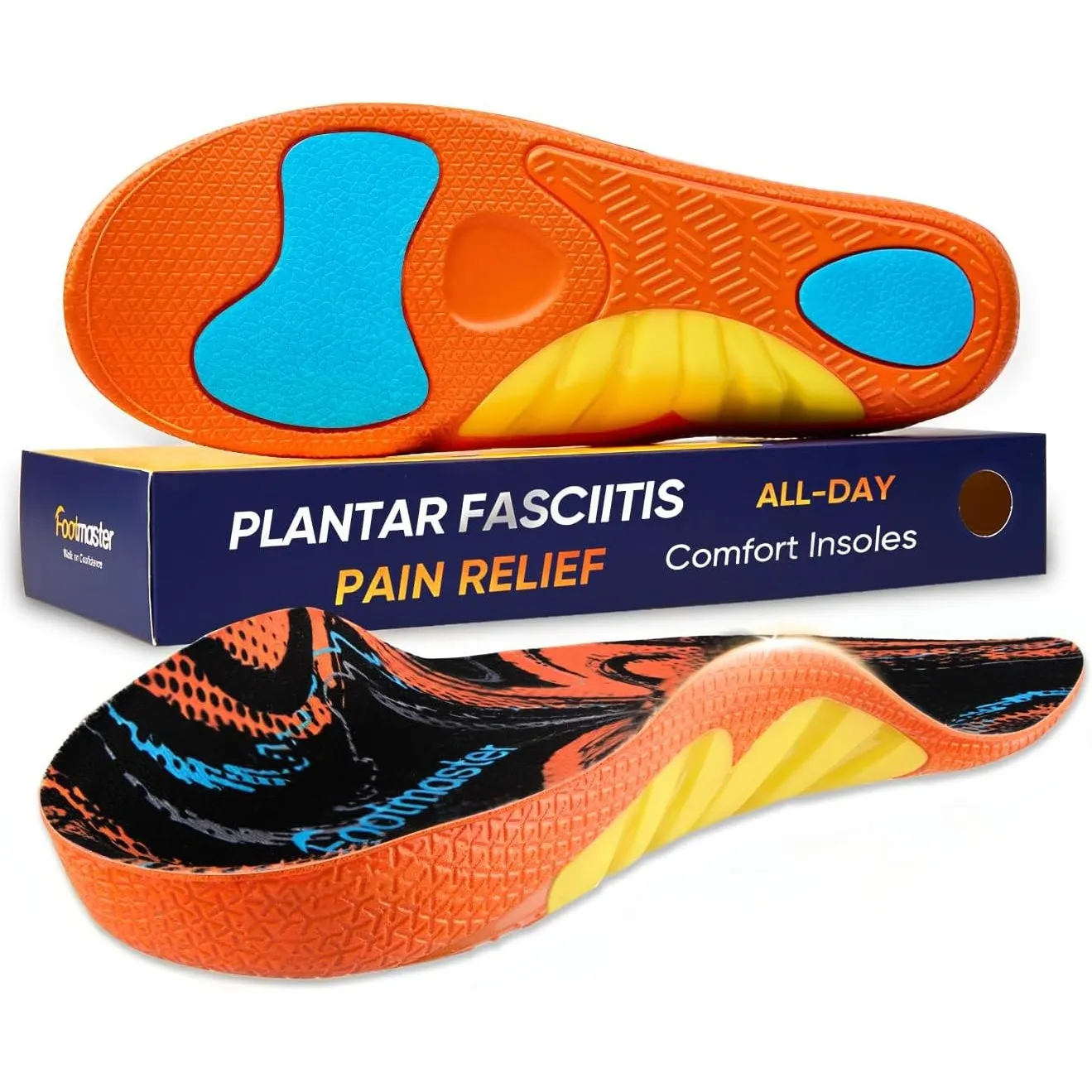 Footmaster Orthopädische Einlegesohlen für Plantarfasziitis – Fußgewölbestütze für Plattfüße – Linderung von Fußschmerz…