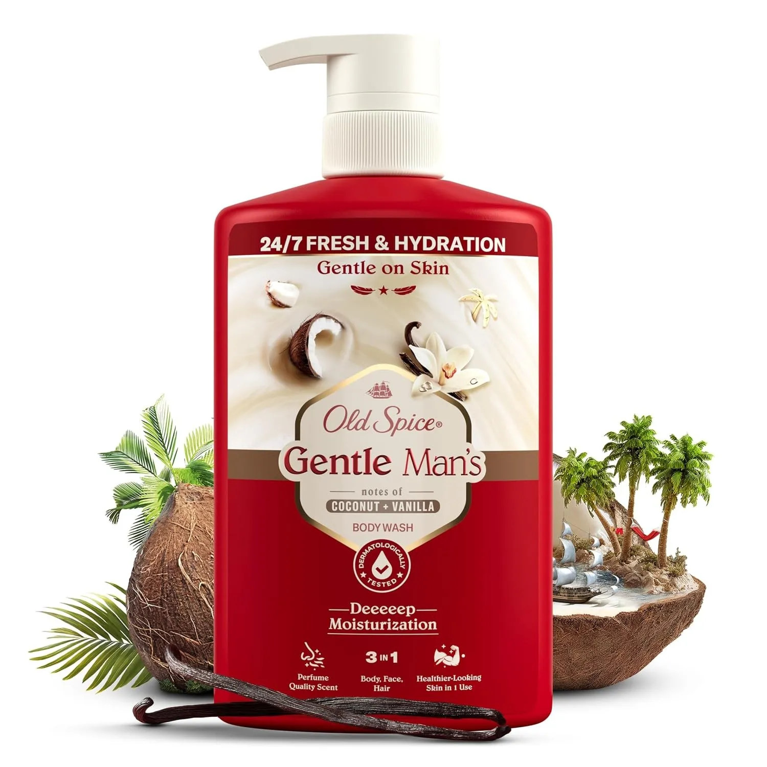 Old Spice Gentle Man's Coconut + Vanilla 3-in-1 Duschgel & Shampoo 800 ml