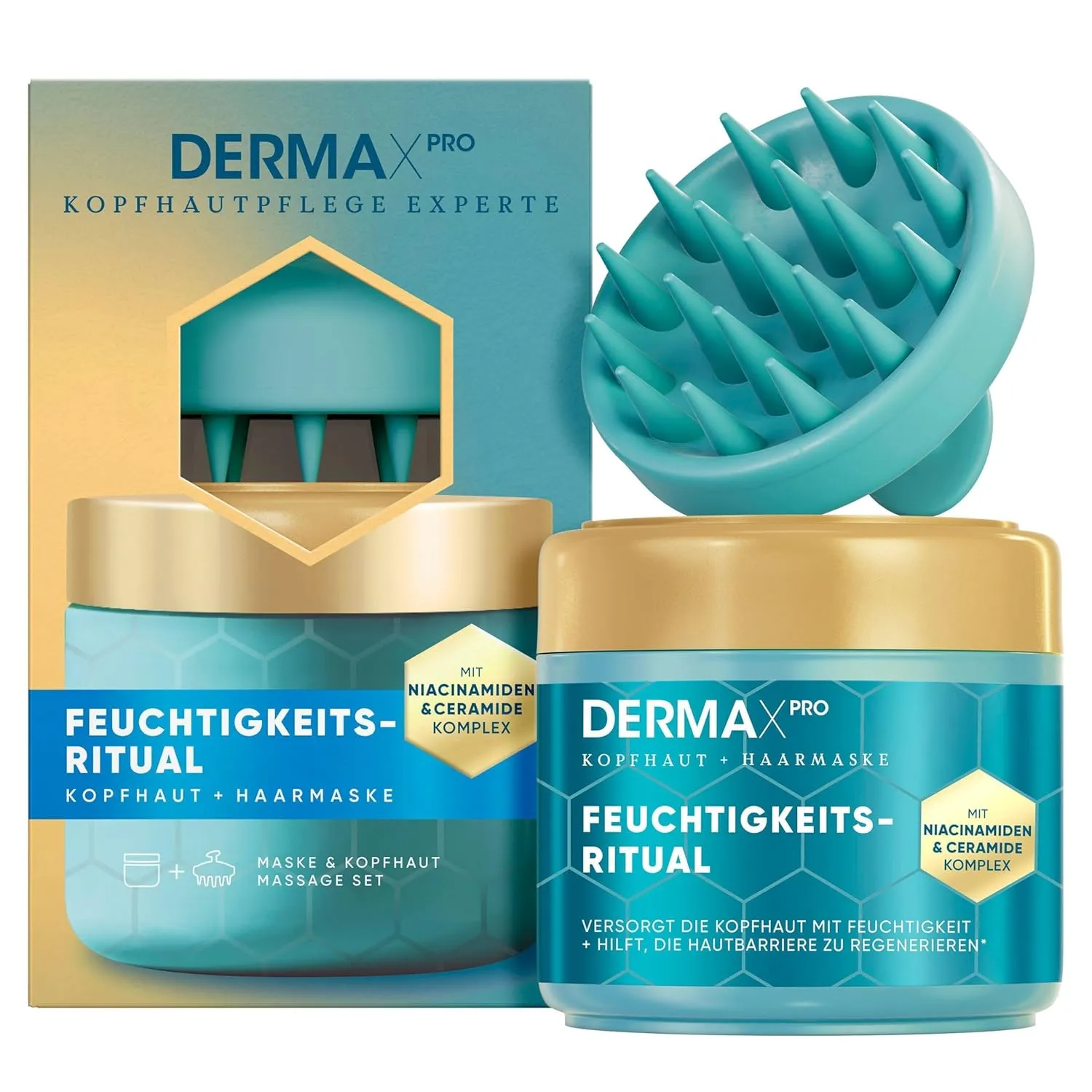 Head & Shoulders DermaXPro Feuchtigkeitsritual Kopfhaut- & Haarmaske 300ml mit Massager für trockenes Haar. Spendet Feu…
