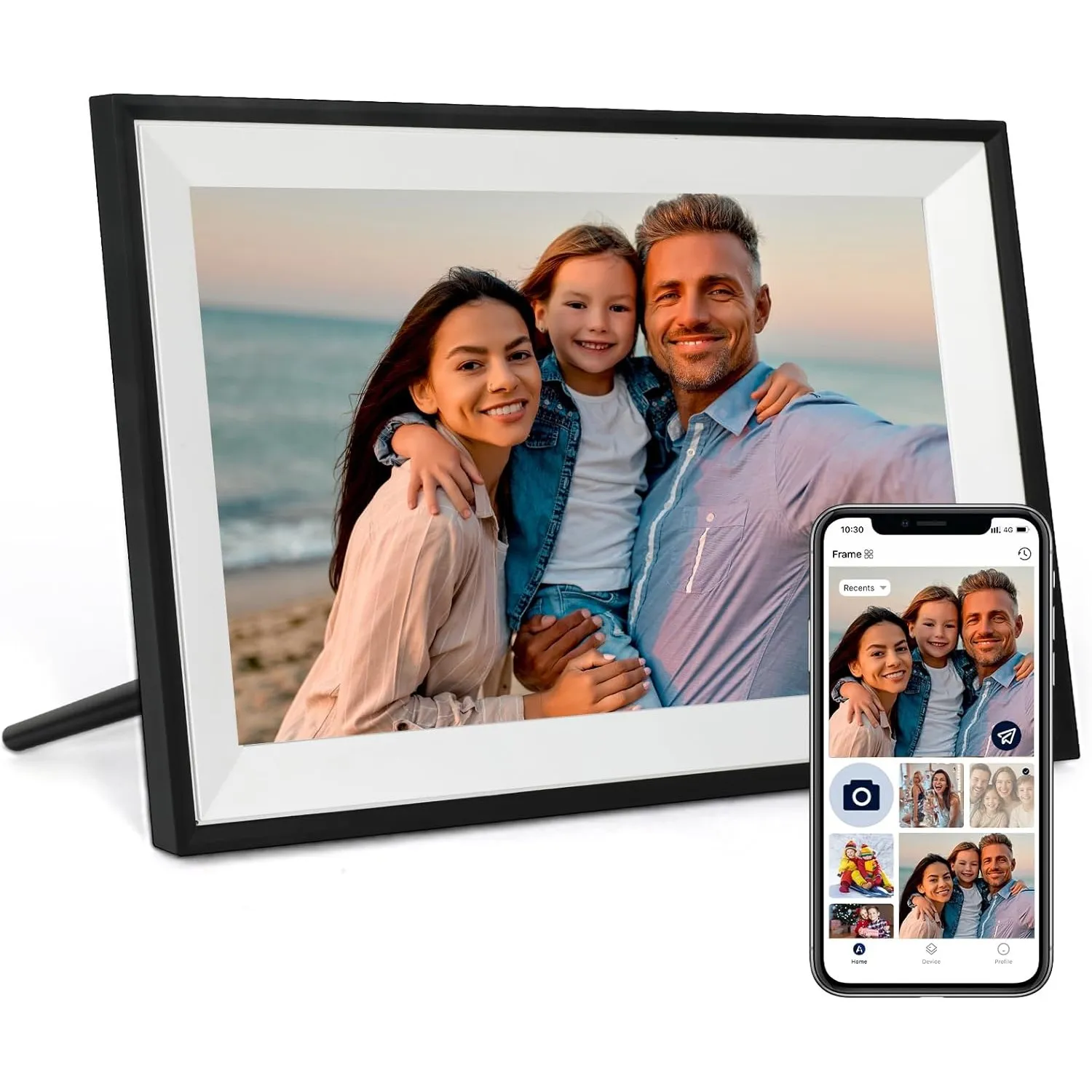 Humblestead Digitaler Bilderrahmen 10,1 Zoll 32GB WiFi Elektronischer Bilderrahmen 1280x800 HD intelligenter Touchscree…